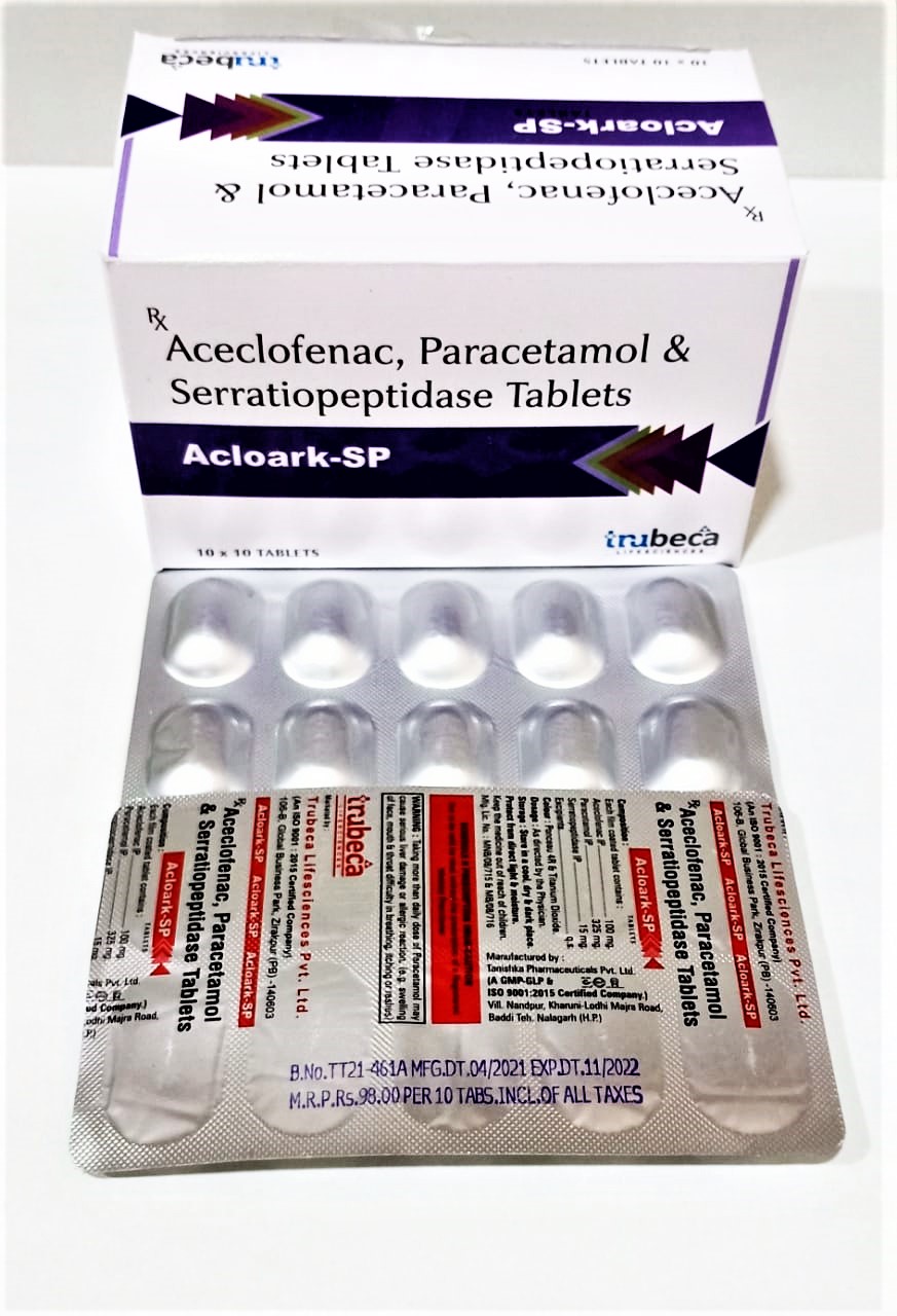 aceclofenac 100mg + paracetamol 325mg + serratiopeptidase 15mg tablet