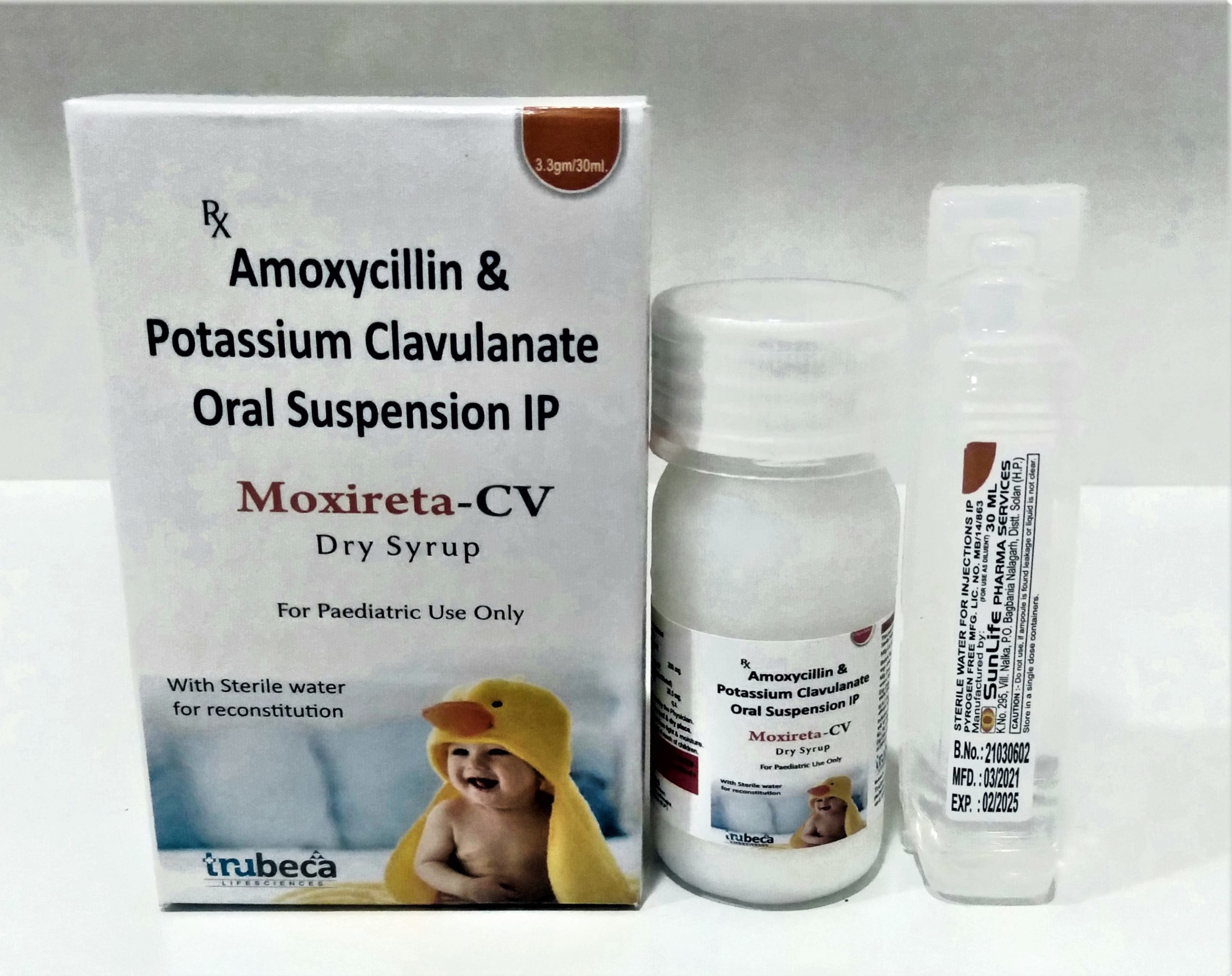 amoxycillin 200mg + potassium clavulanate 28.5mg dry syrup with water & monocarton