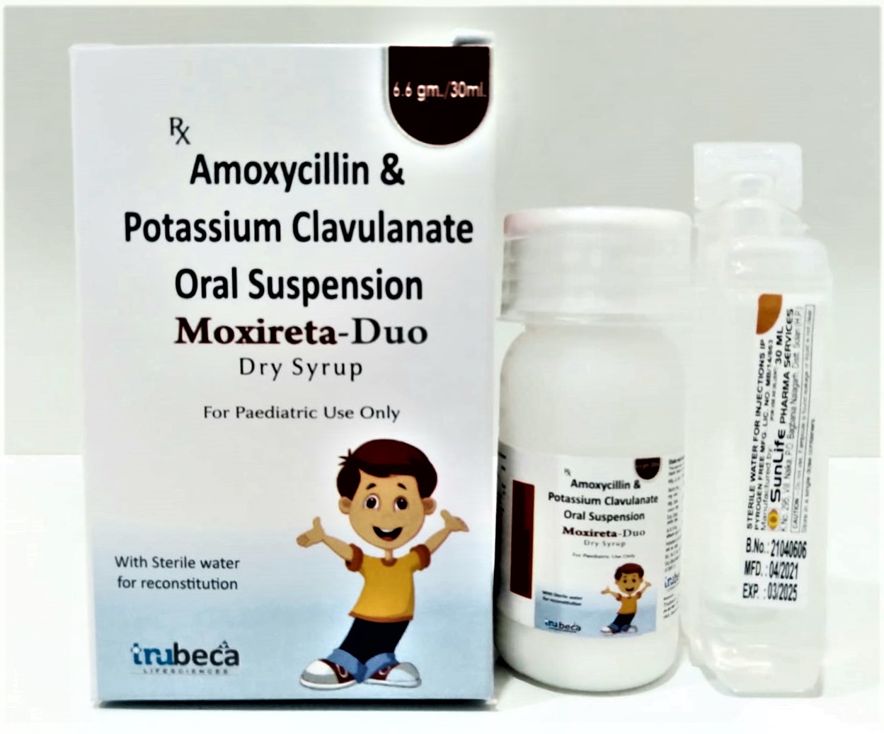 amoxycillin 400mg + potassium clavulanate 57mg dry syrup with water & monocarton