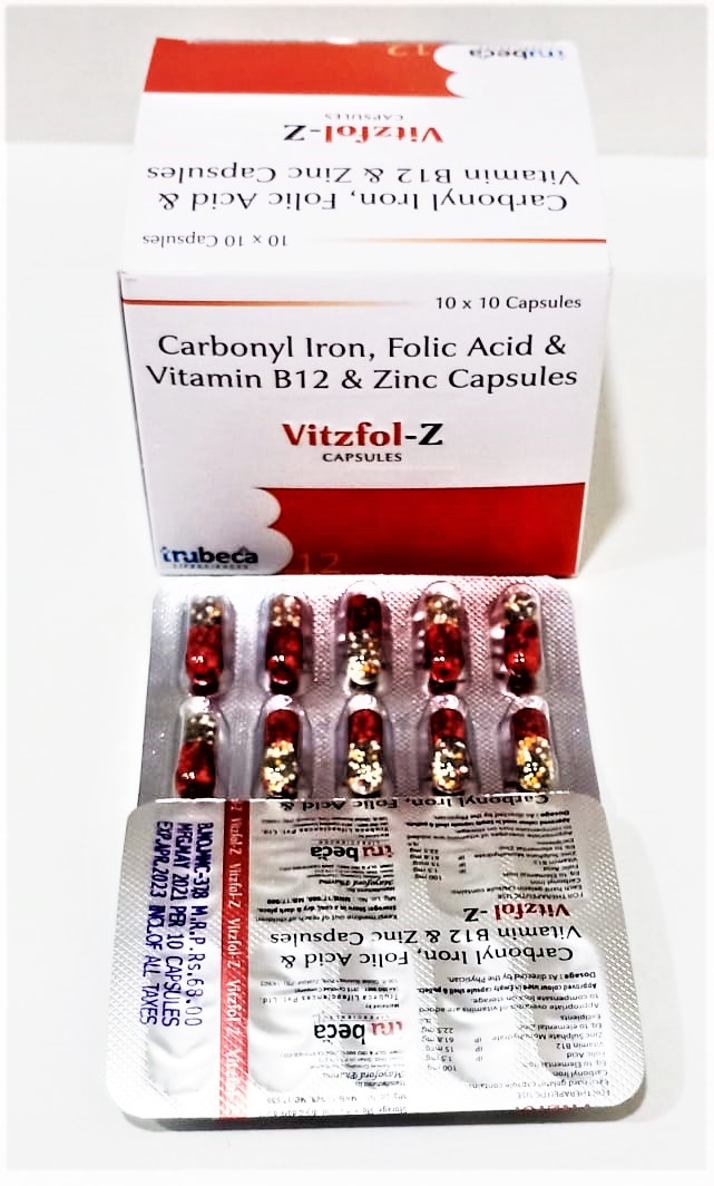 carbonyl iron 100mg + folic acid 1.5mg + vitamin b12 15mcg + zinc 61.8mg capsule
