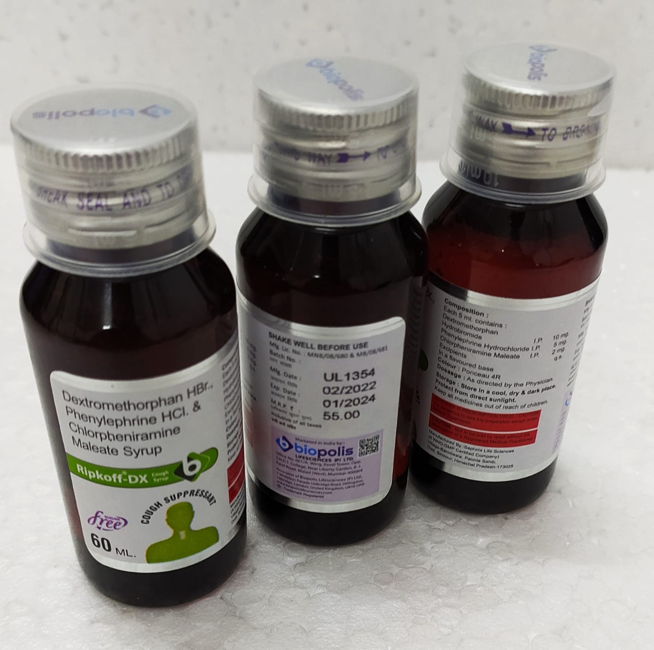 chlorpheniramine maleate 2 mg, + dextromethorphan hydrobromide10mg+phenylephrine hydrochloride 5 mg