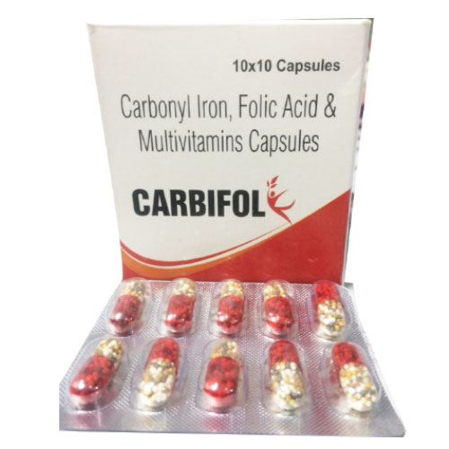 carbonyl iron–100 mg,vit- c - 75 mg folic acid
1.5 mg  zinc.sulphate –61.8 mg    vit. b12 – 25 mcg,