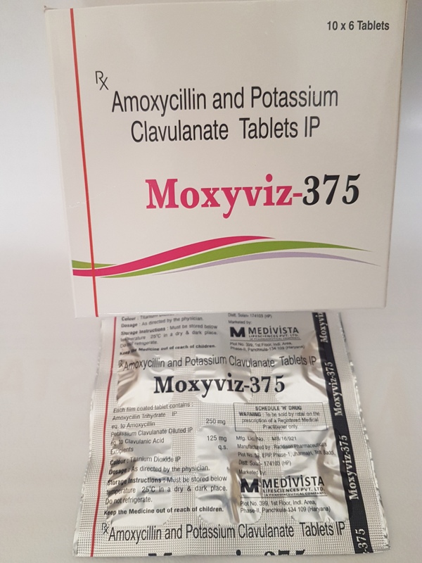 amoxycillin 250 mg + potassium clavulanate 125 mg tab