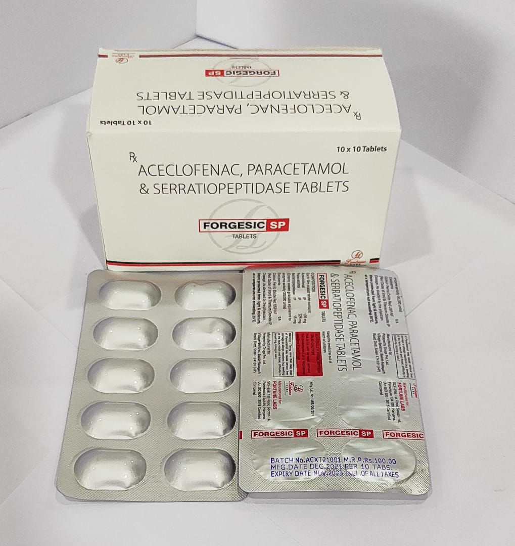 aceclofenac 100mg + paracetamol 325mg + serratiopeptidase 15 mg