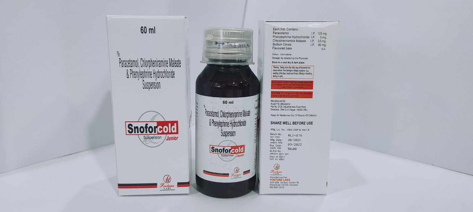 paracetamol  125mg + cpm 0.5mg + phenylpherine 5mg + sodium citrate 60 mg