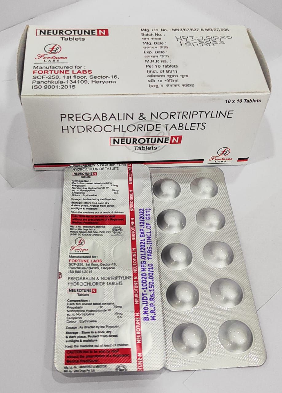 pregabalin 400 mg + nortriptyline 10 mg