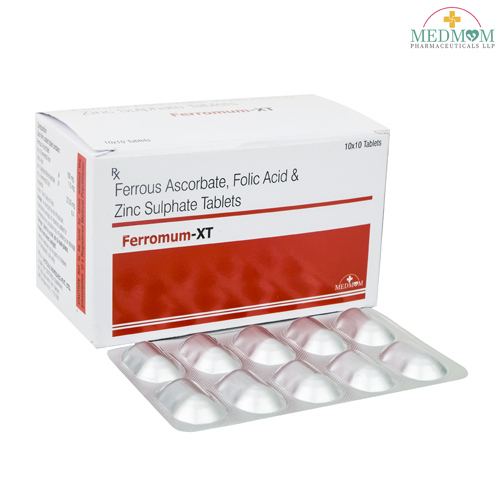 ferrous ascorbate 100mg+folic acid 1.5mg+zinc
22.5 mg