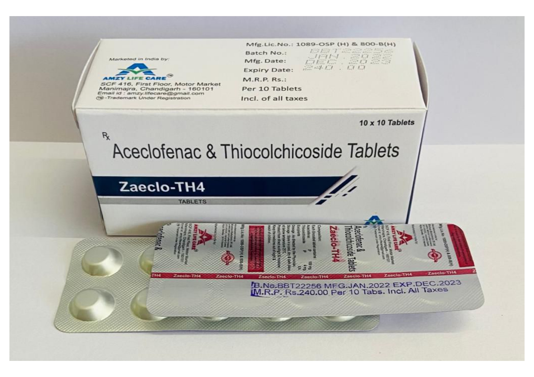 aceclofenac 100 mg + thiocolchicoside 4 mg