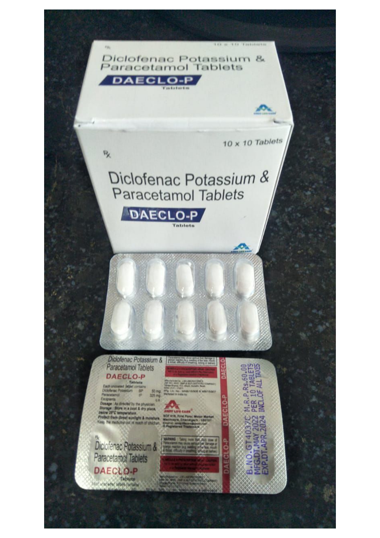 diclofenac 50 mg + paracetamol 325mg tab