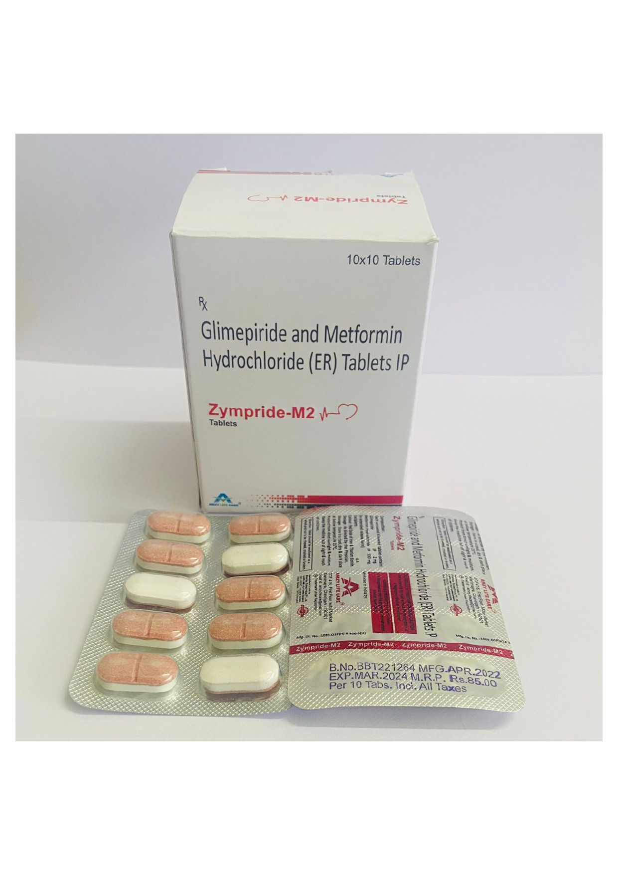 metformin 500 mg + glimepride 2mg bilayered tablet