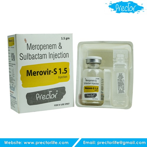 meropenem 1gm + sulbactum 500mg injection with wfi and tray