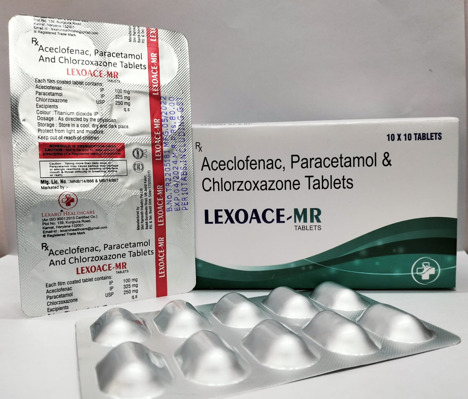 aceclofenac 100 mg + paracetamol 325 mg
+ chlorzoxazone 250 mg