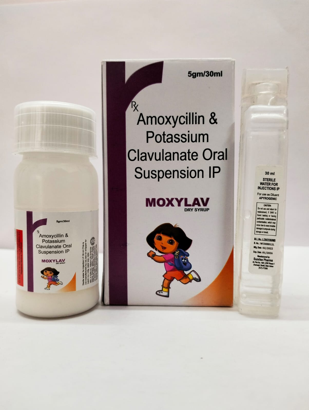 amoxycillin 200mg + clavulanic acid 28.5 mg oral suspension with water