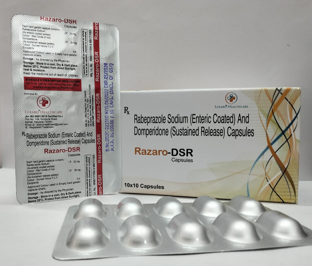 enteric coated rabeprazole sodium 20 mg
+ domperidone 30 mg sr