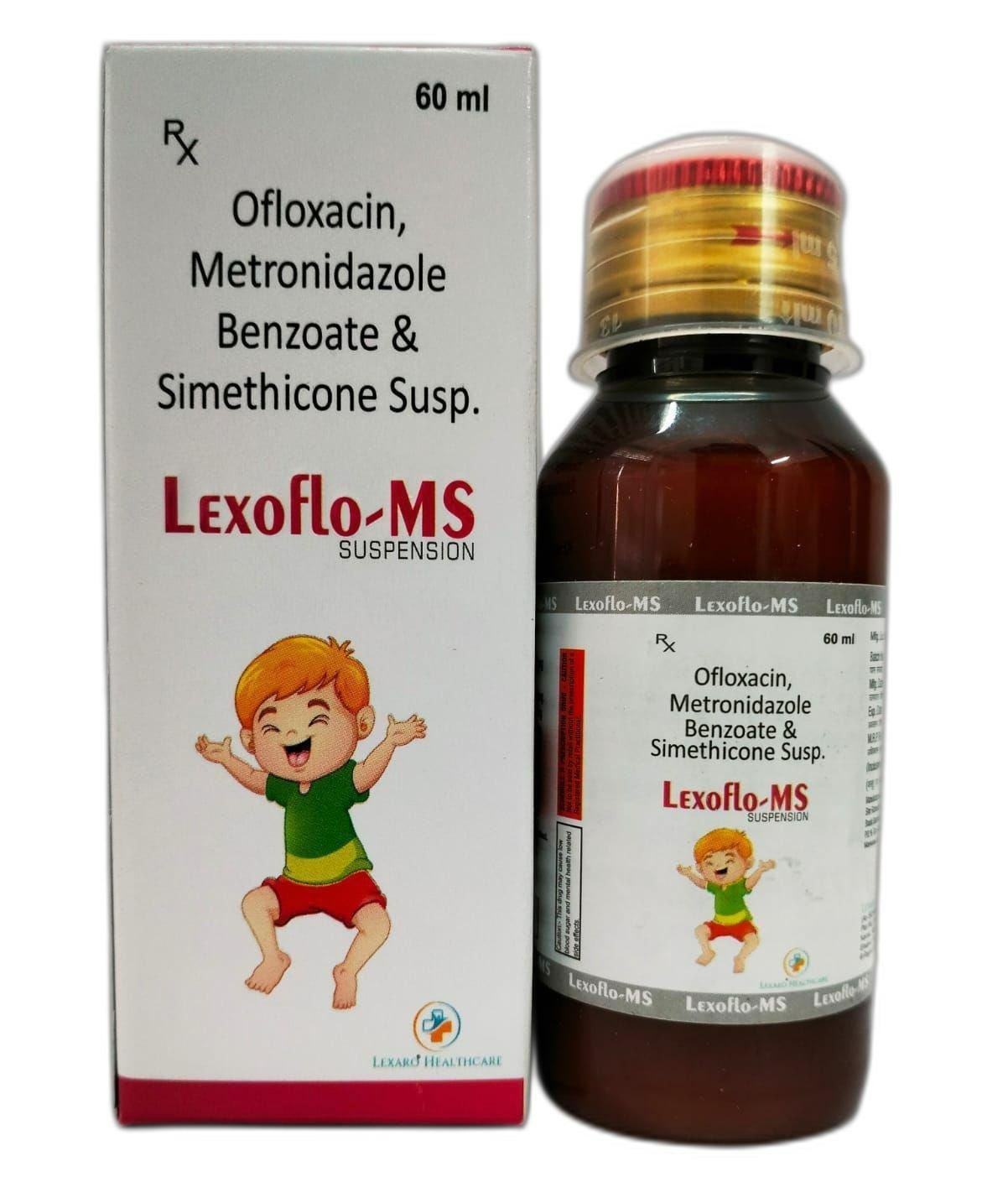ofloxacin 50mg& metronidazole 120mg
+simethicone 10mg sus