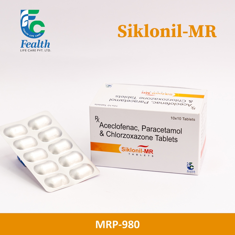 aceclofenac 100mg + paracetamol 325mg +chlorzoxazone 250mg tablet