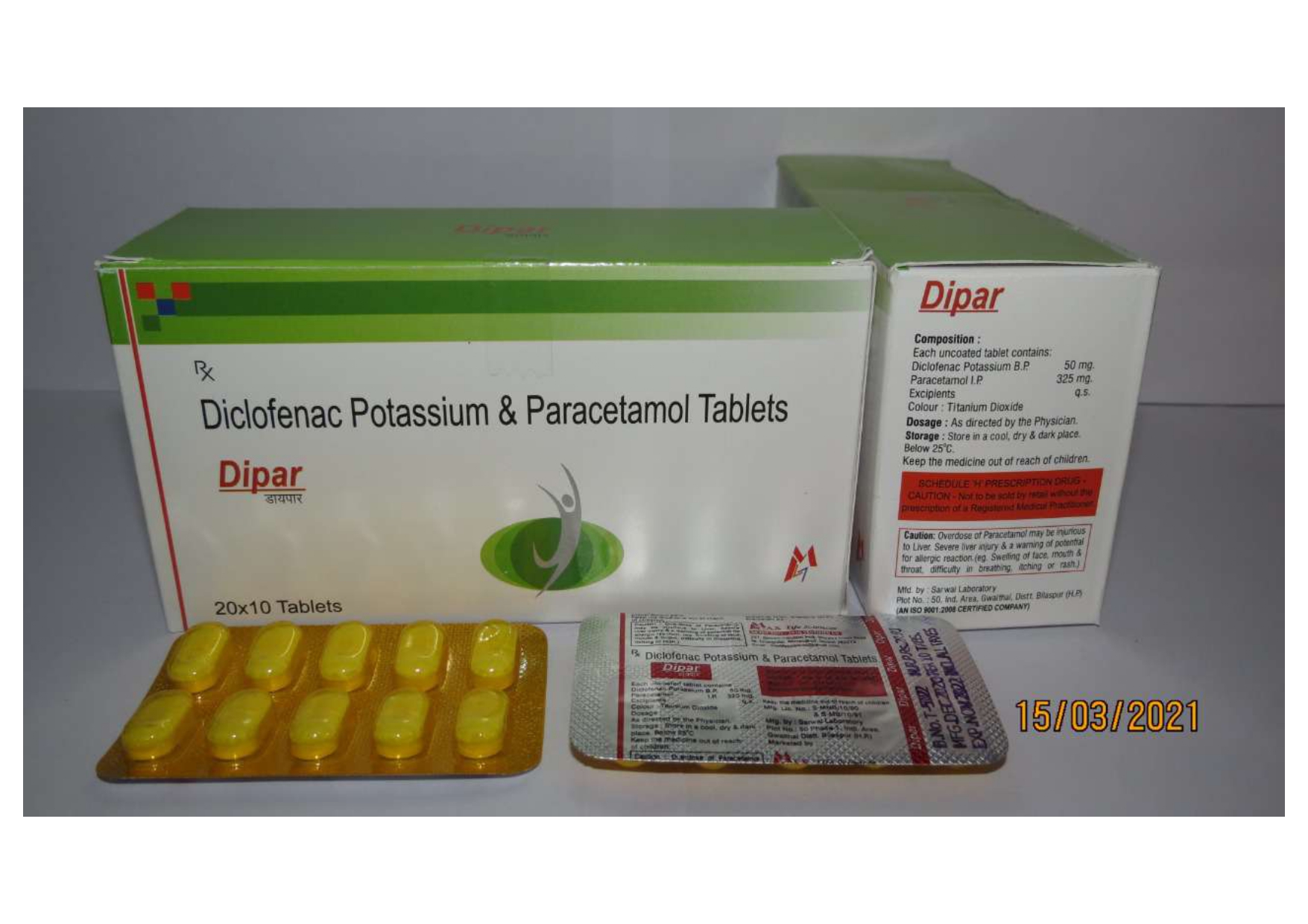 diclofenac potassium 50mg + paracetamol 325mg tablets