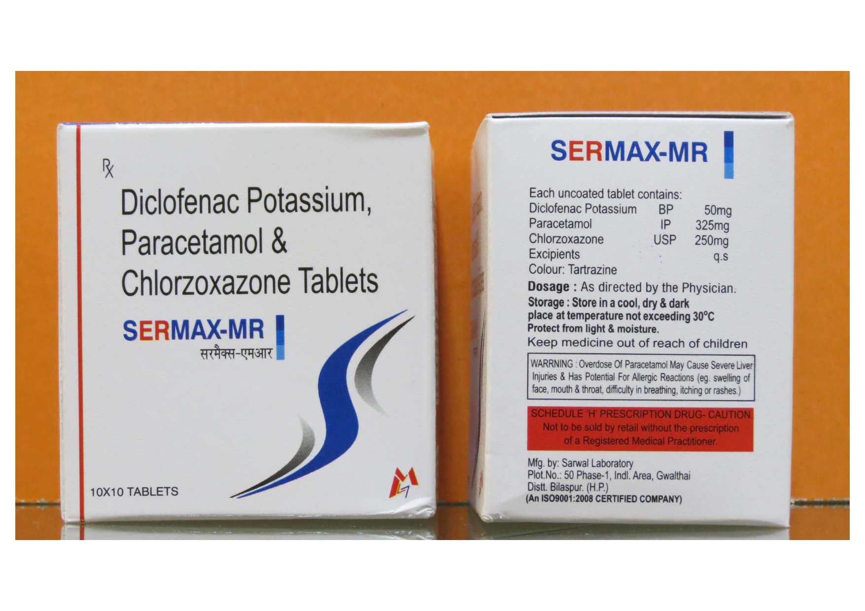 diclofenac potassium ip 50mg + paracetamol ip 325mg + chlorzoxazone usp 250mg tablets