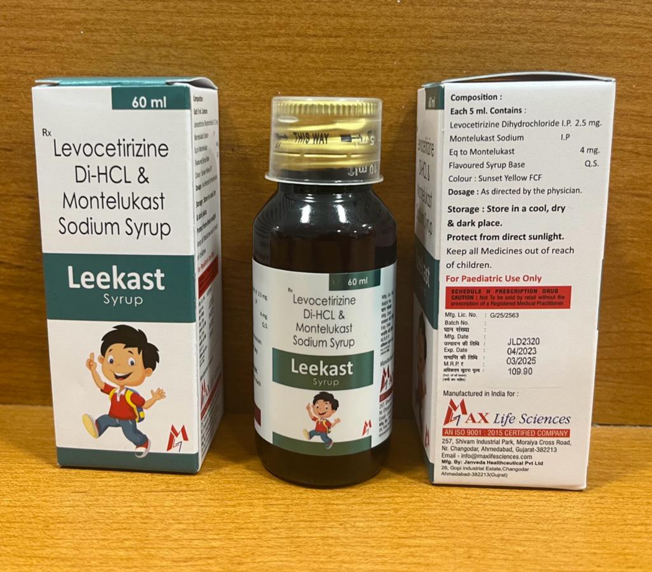 levocetrizine 2.5mg  +
montelukast 4 mg syrup
