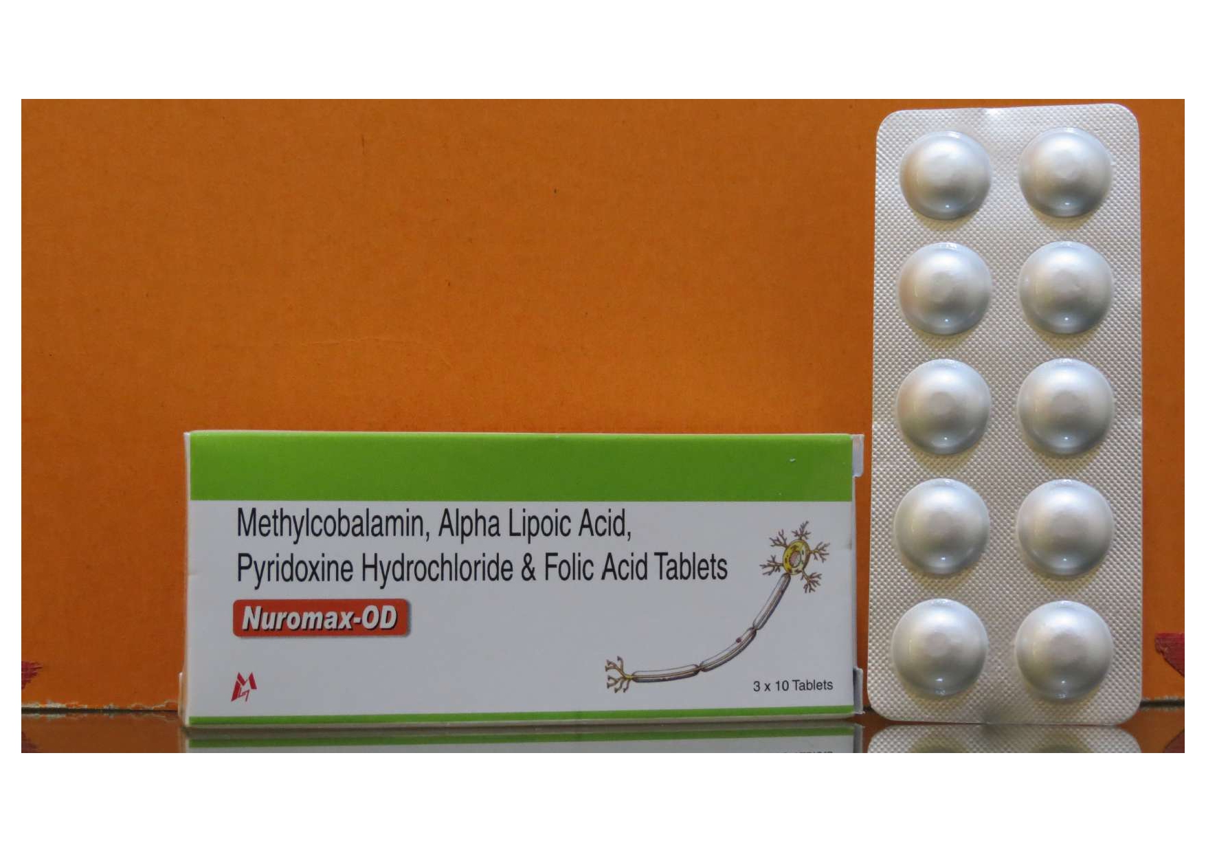 methylcobalamin 1500mcg + alpha lipoic acid
usp 100mg + pyridoxine hcl ip 3mg + folic acid ip 1.5mg tablets