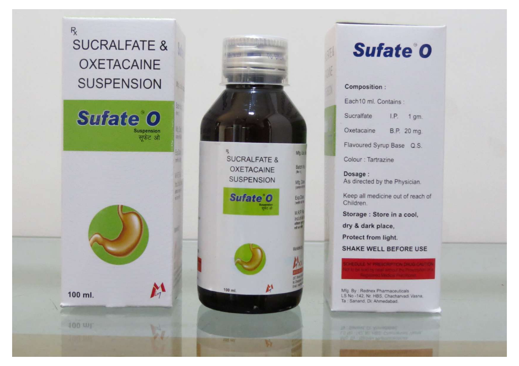 sucralfate usp 1gm + oxetacain 20mg flavoured
suspension