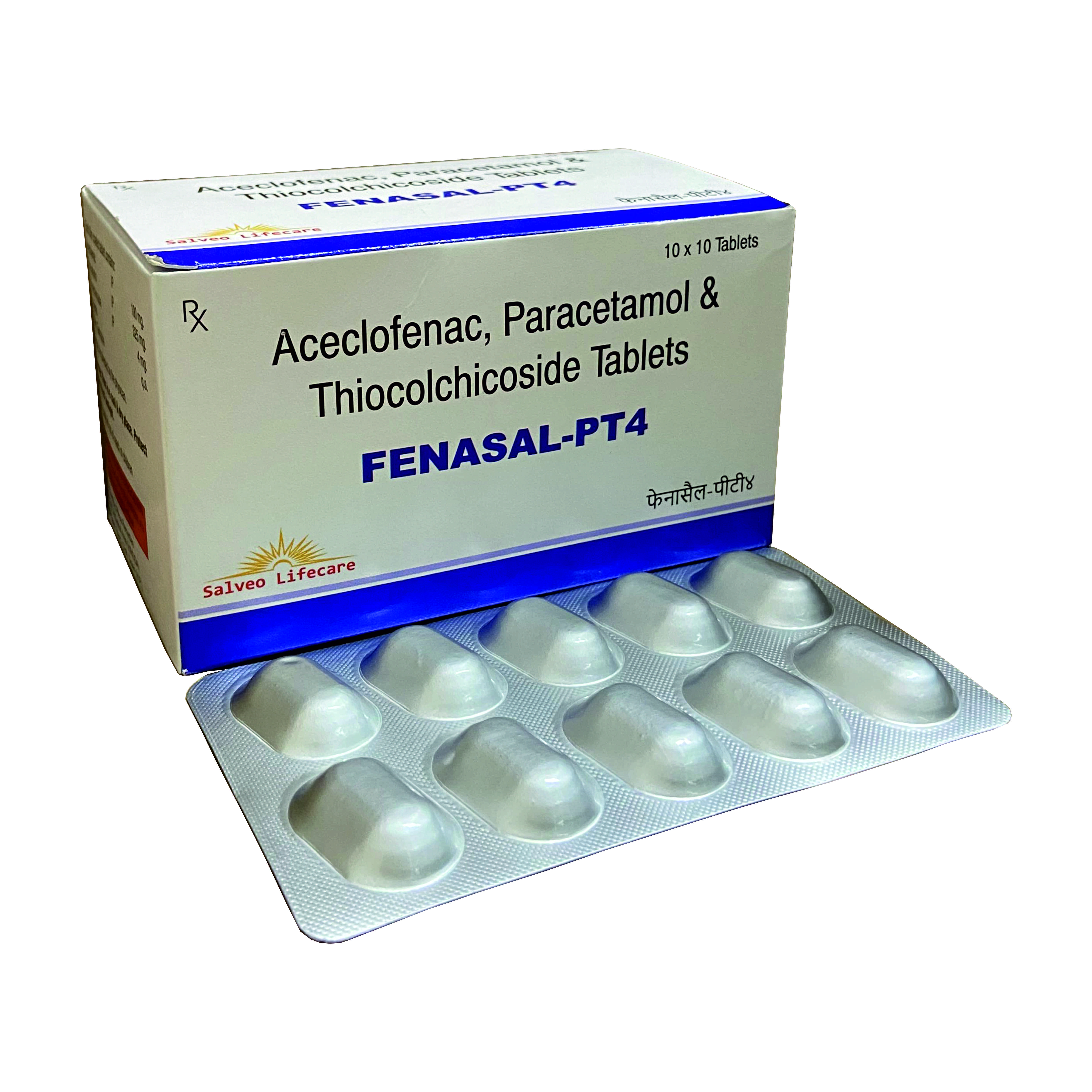 aceclofenac 100 mg, paracetamol 325 mg, thiocholchicoside 4 mg