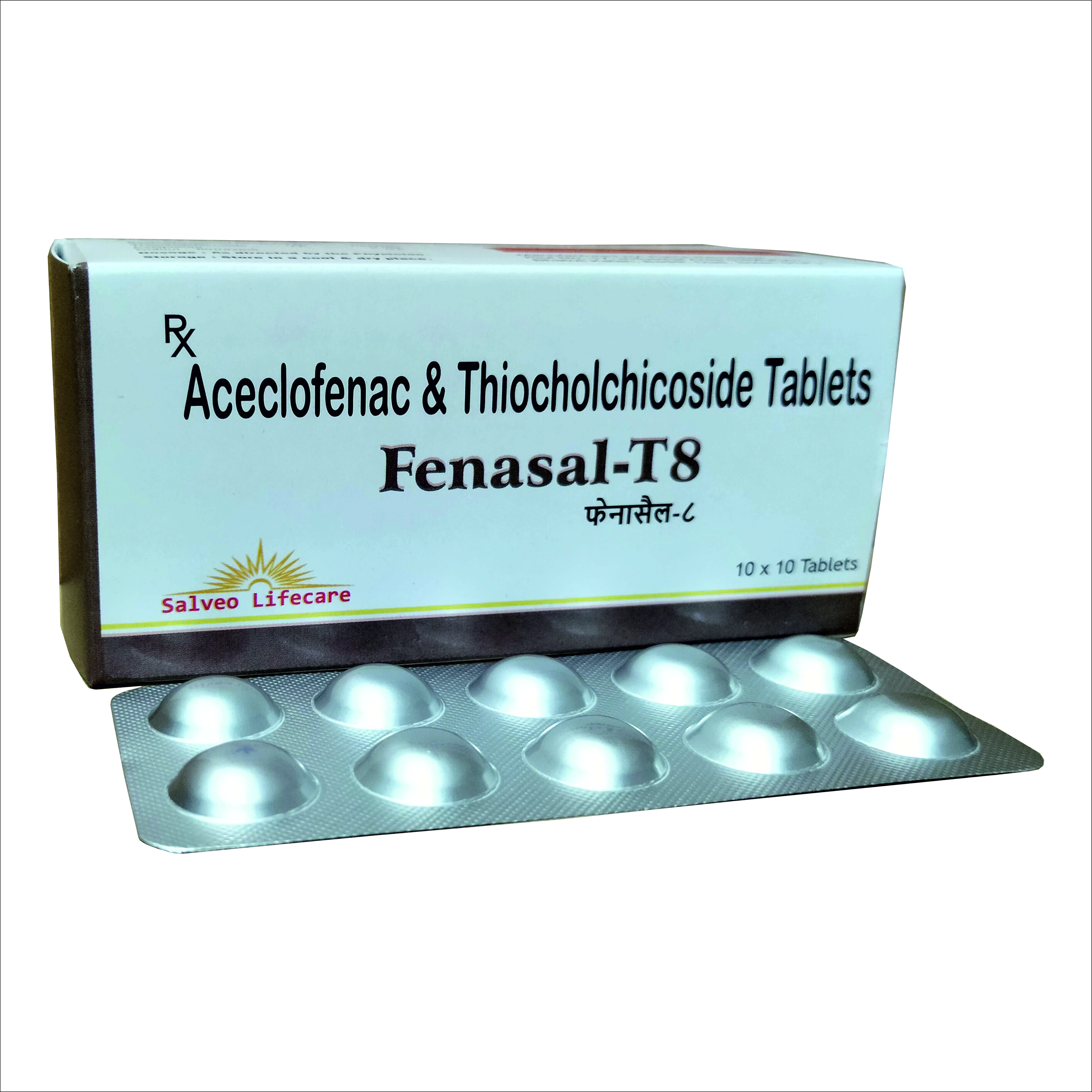 aceclofenac 100 mg, thiocholchicoside 8 mg