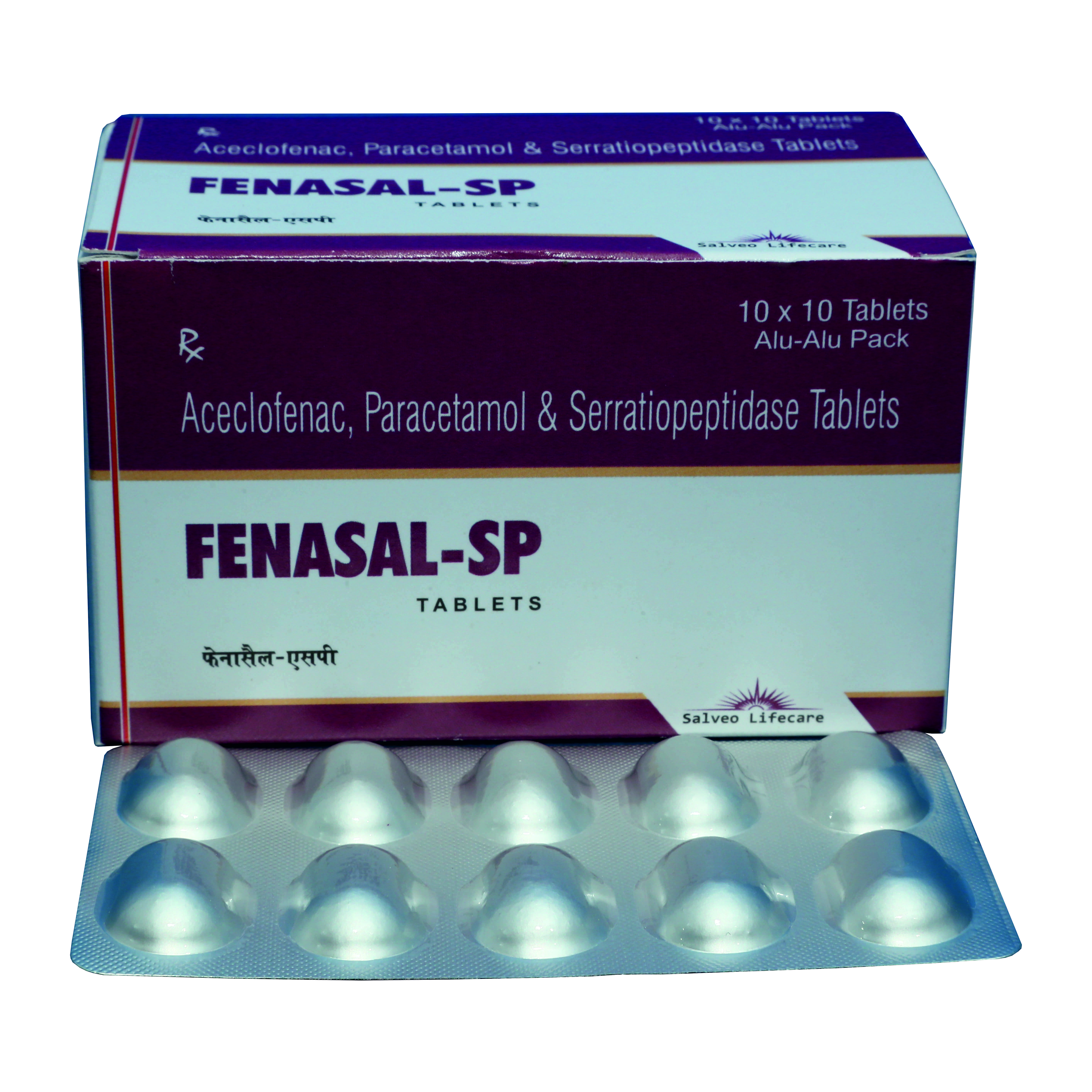 aceclofenac 100mg, paracetamol 325 mg
serratiopeptidase 15 mg