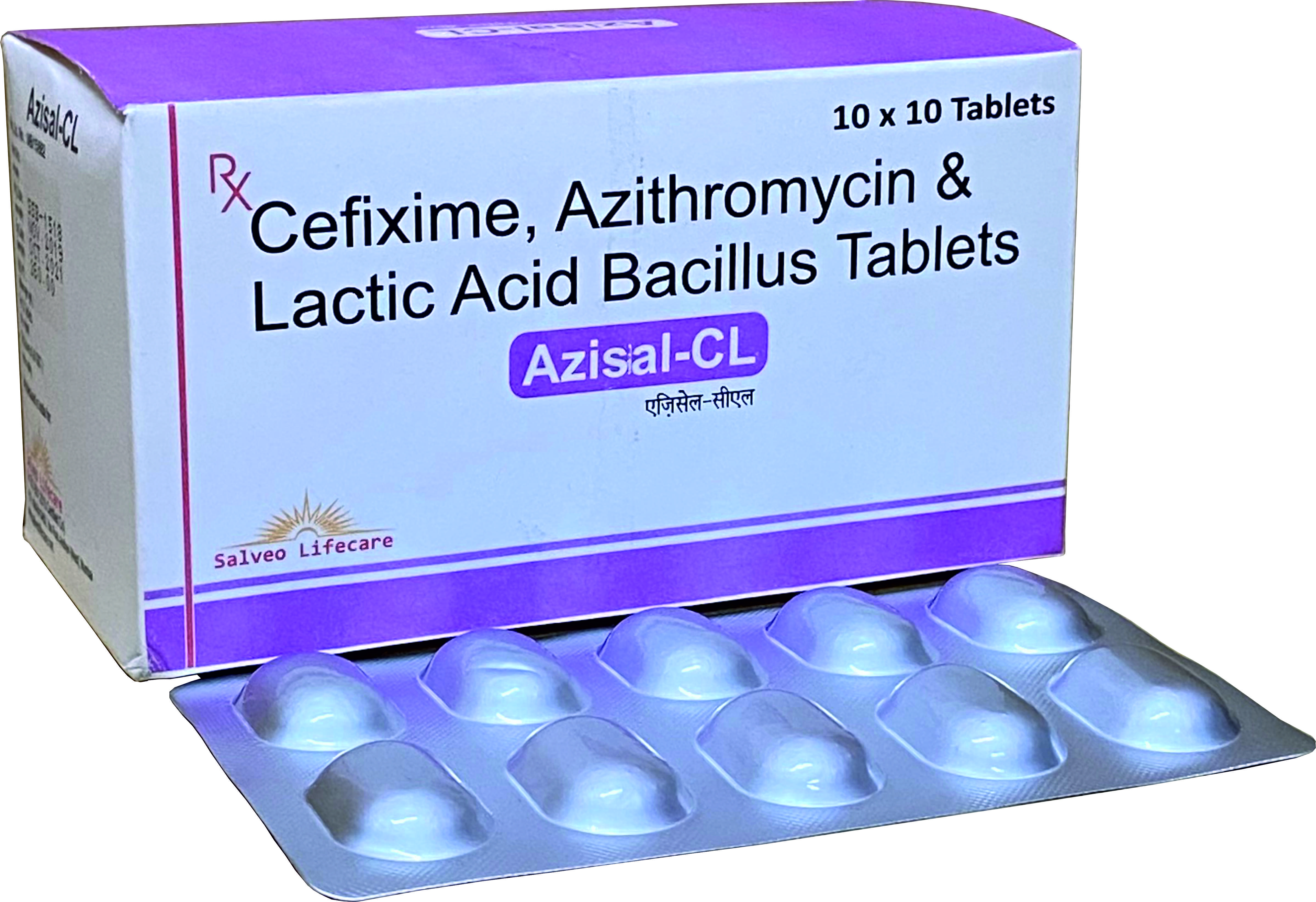 azithromycin 250 mg, cefixime 200 mg, lactic acid
bacillus 60 million spores