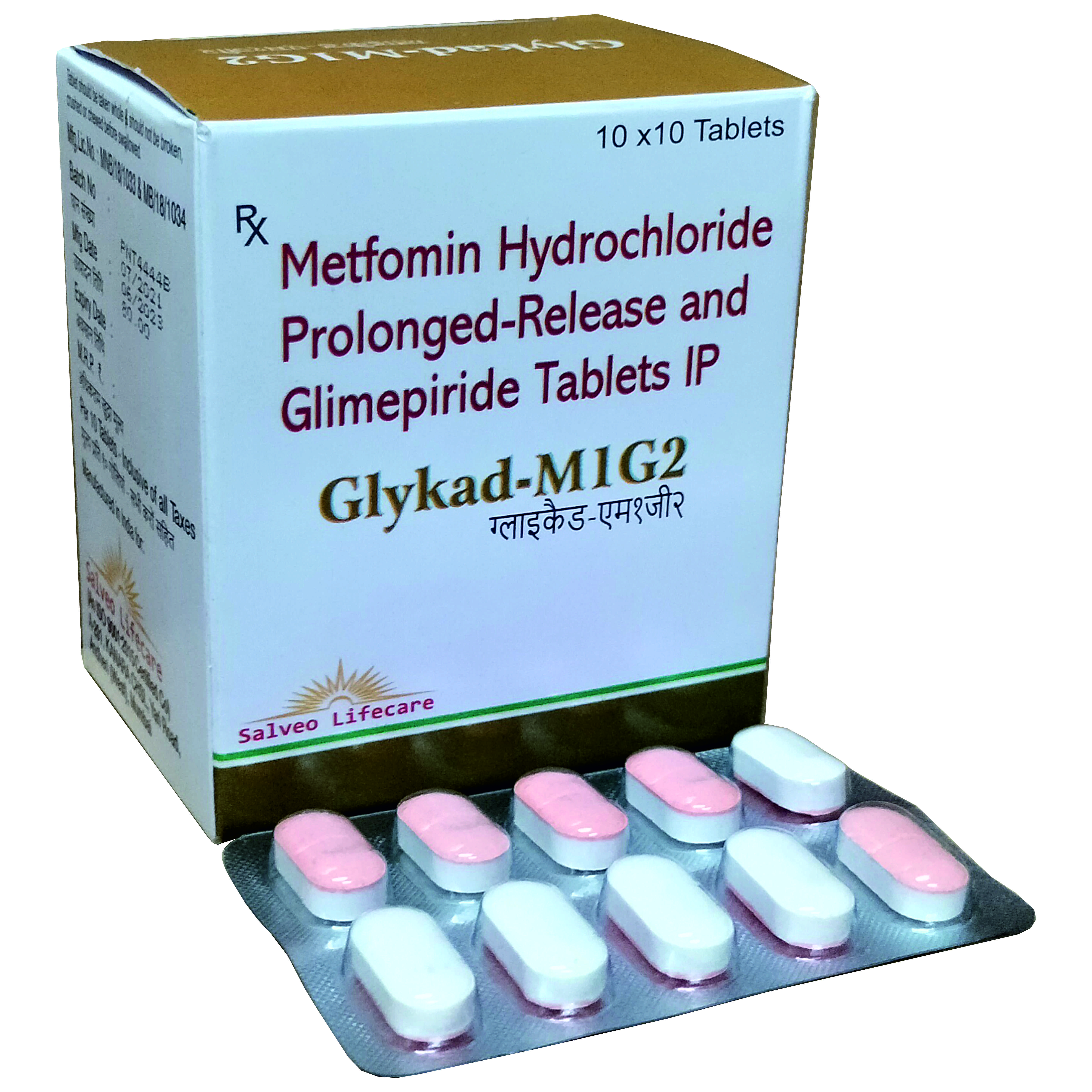 each bilayered tablet containes: : metformin 1000mg; glimipride 2mg