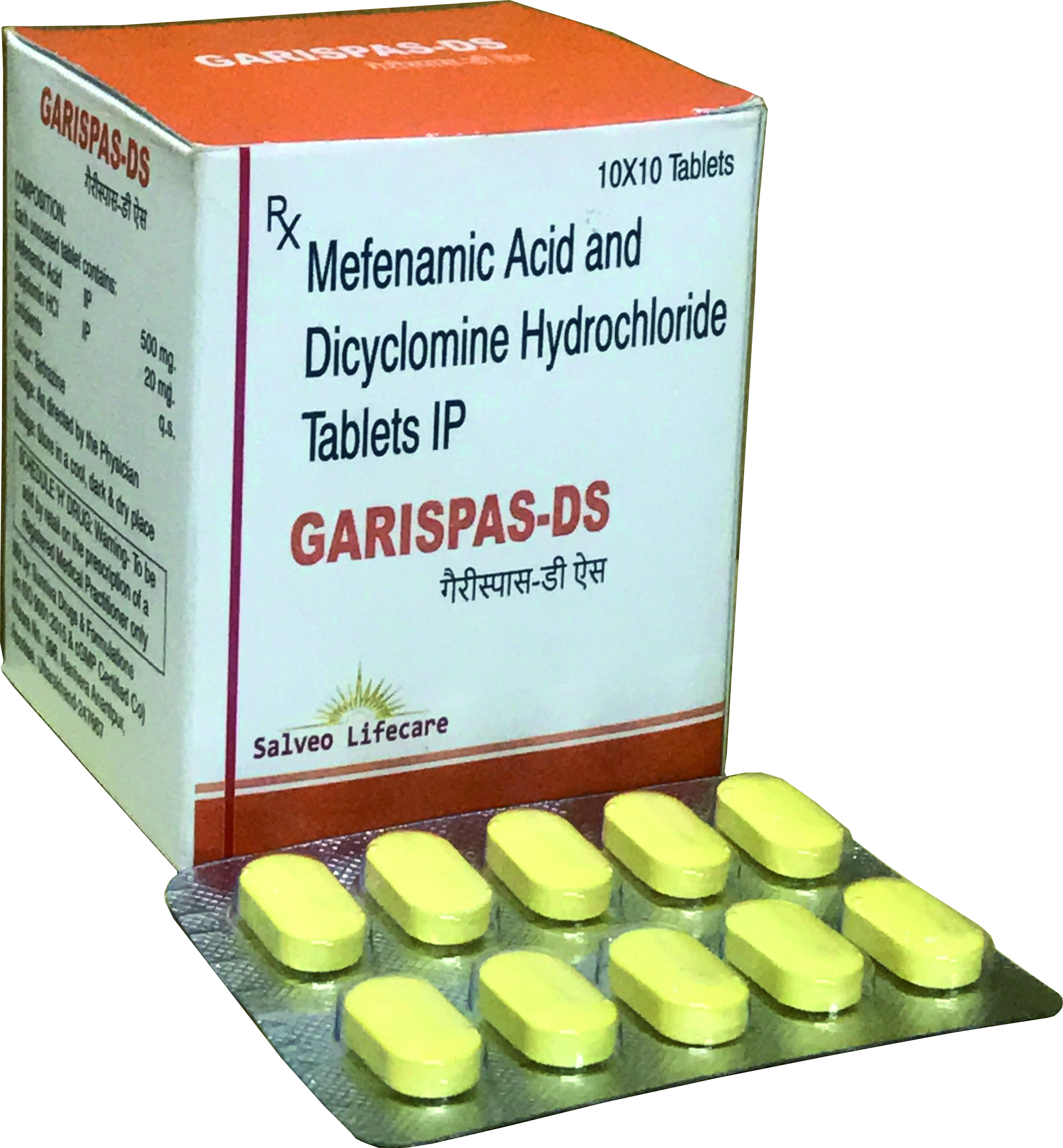 mefenemic acid 500 mg, dicyclomin hcl 20 mg