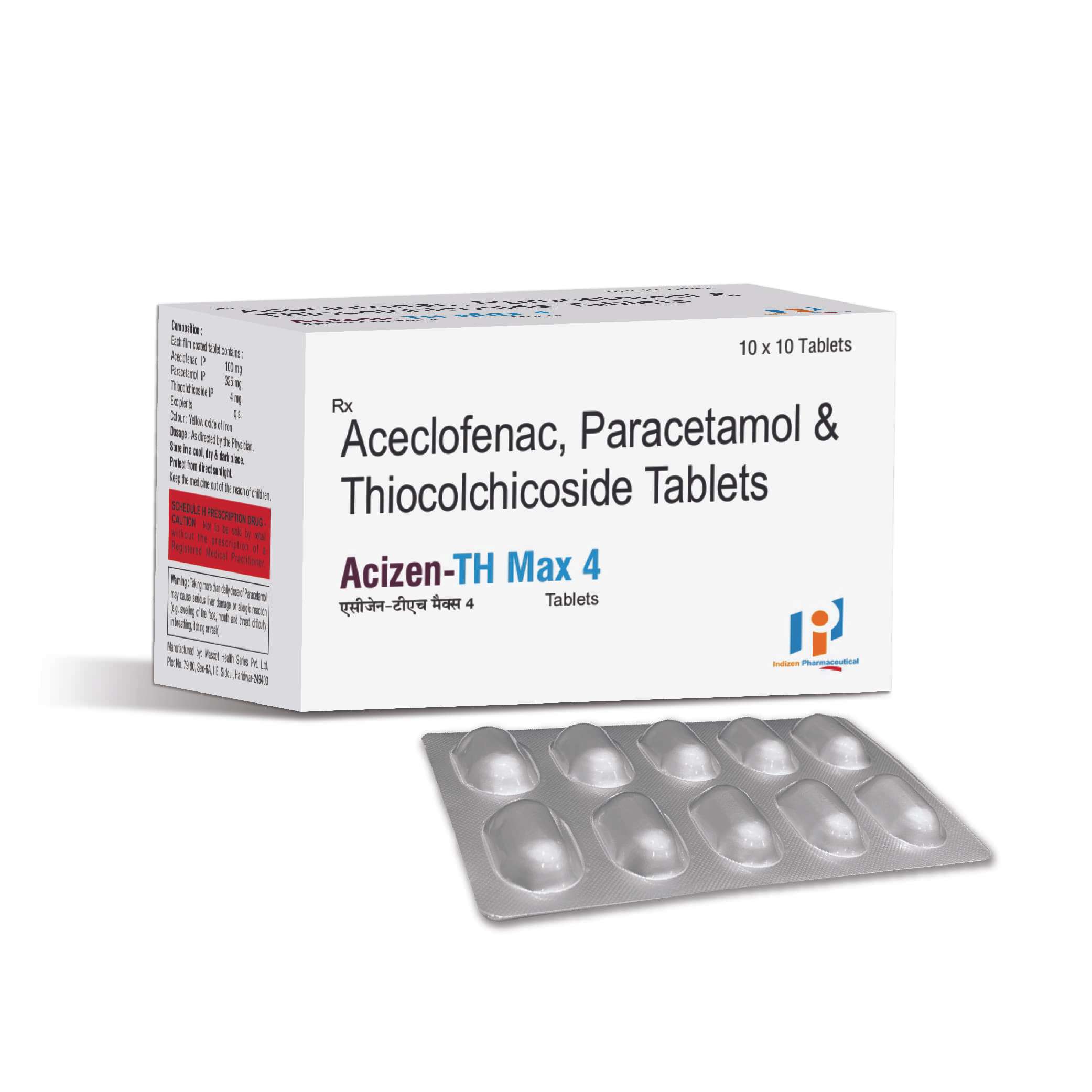 aceclofenac 100 mg + thiocolchicoside 4 mg + paracetamol 325 mg