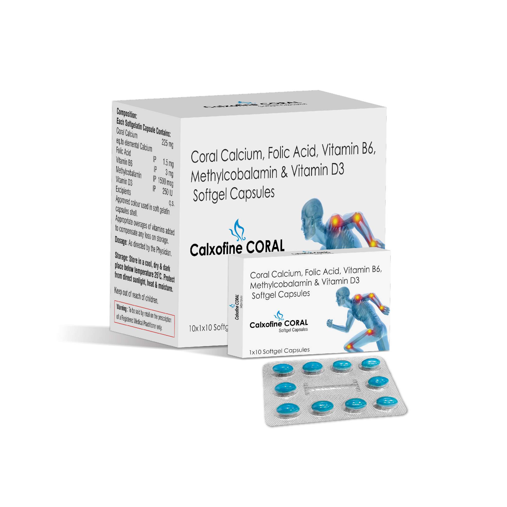coral calcium - elemental calcium 225 mg + folic acid 1.5 mg + vitamin b6 3 mg + methlycobalamin 1500 mcg + vitamin d3 250 iu