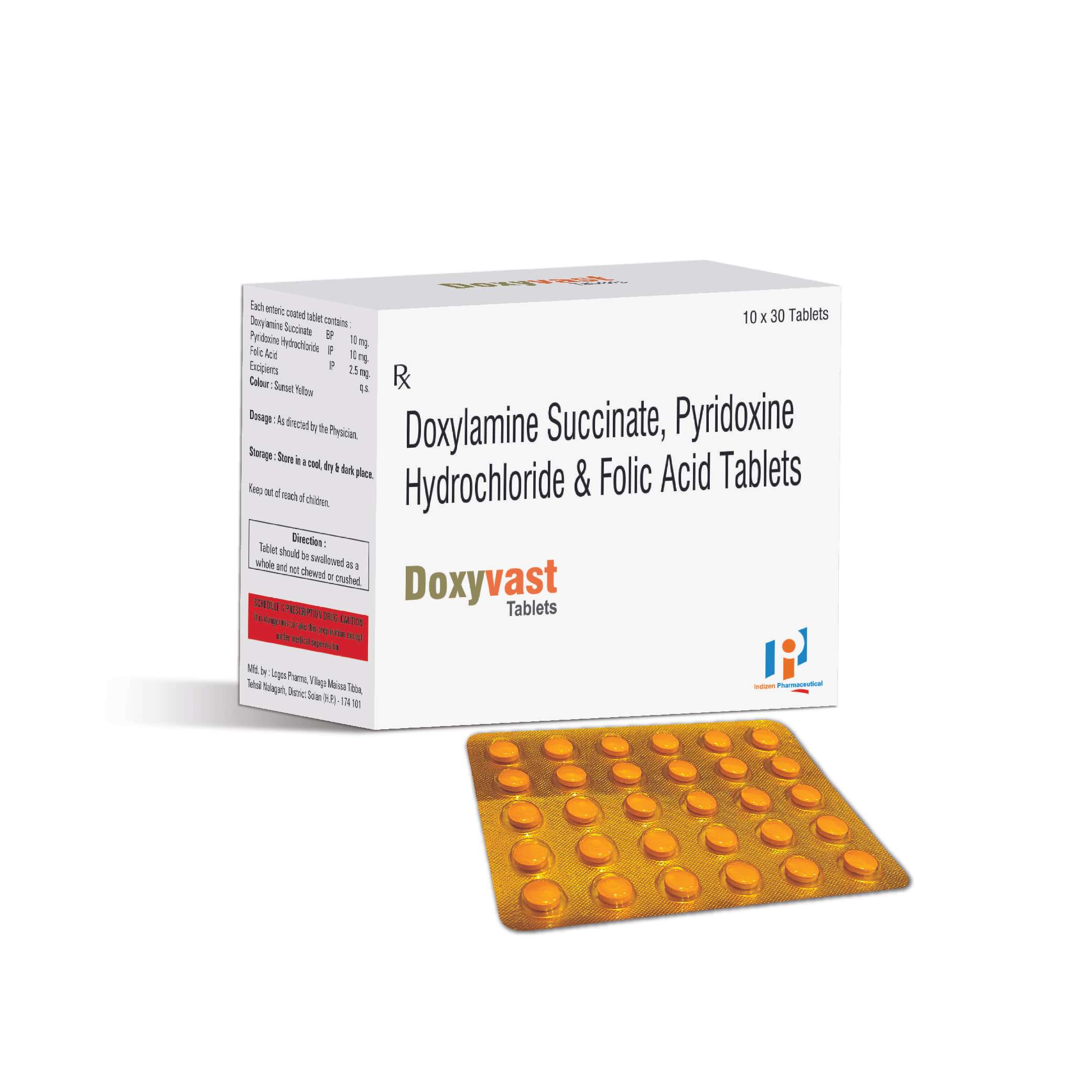 doxylamine succinate 10 mg + pyridoxine 10 mg + folic acid 2.5 mg