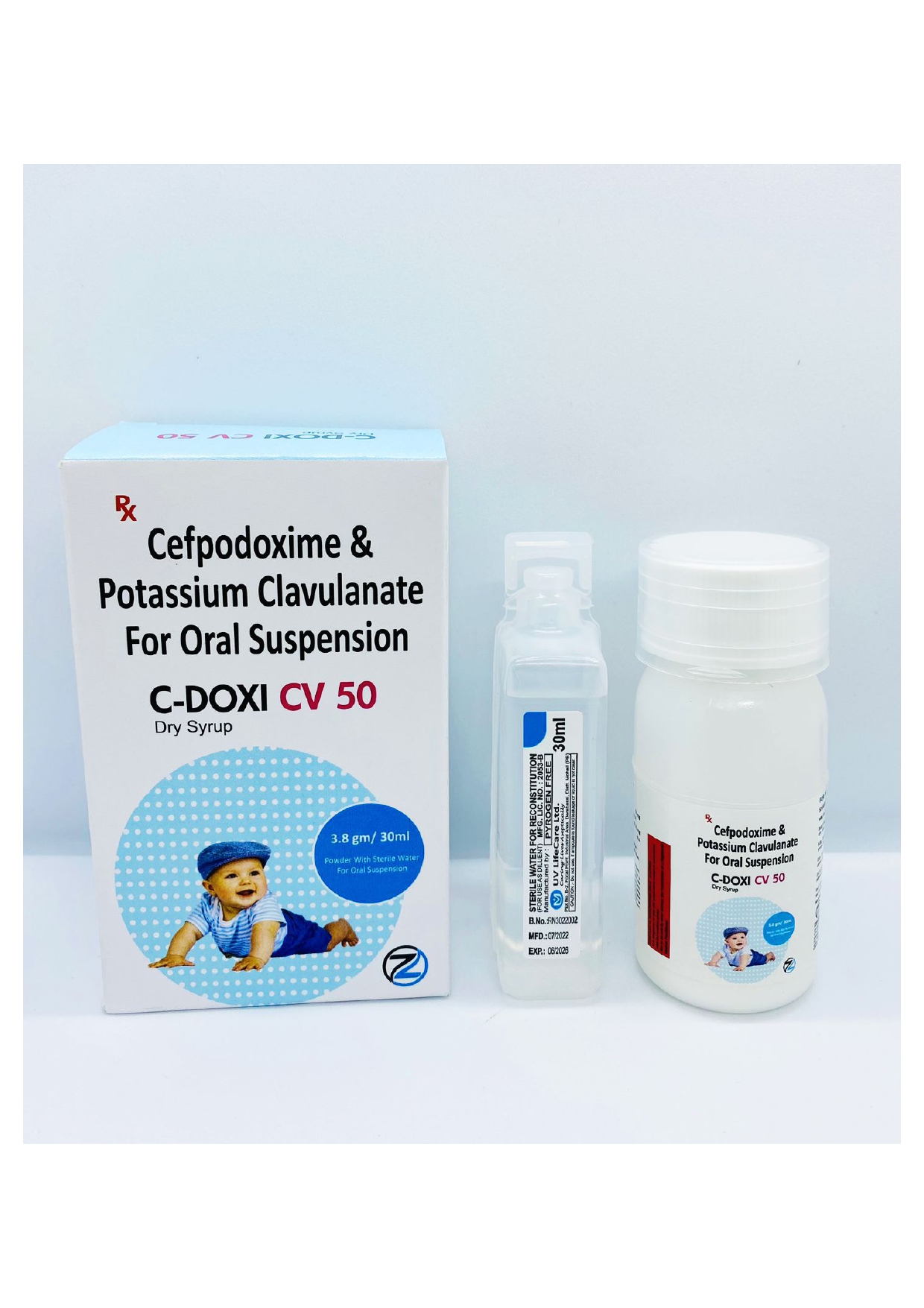 cefpodoxime 50mg  & potassium clavulanic acid 31.25mg dry syrup with water