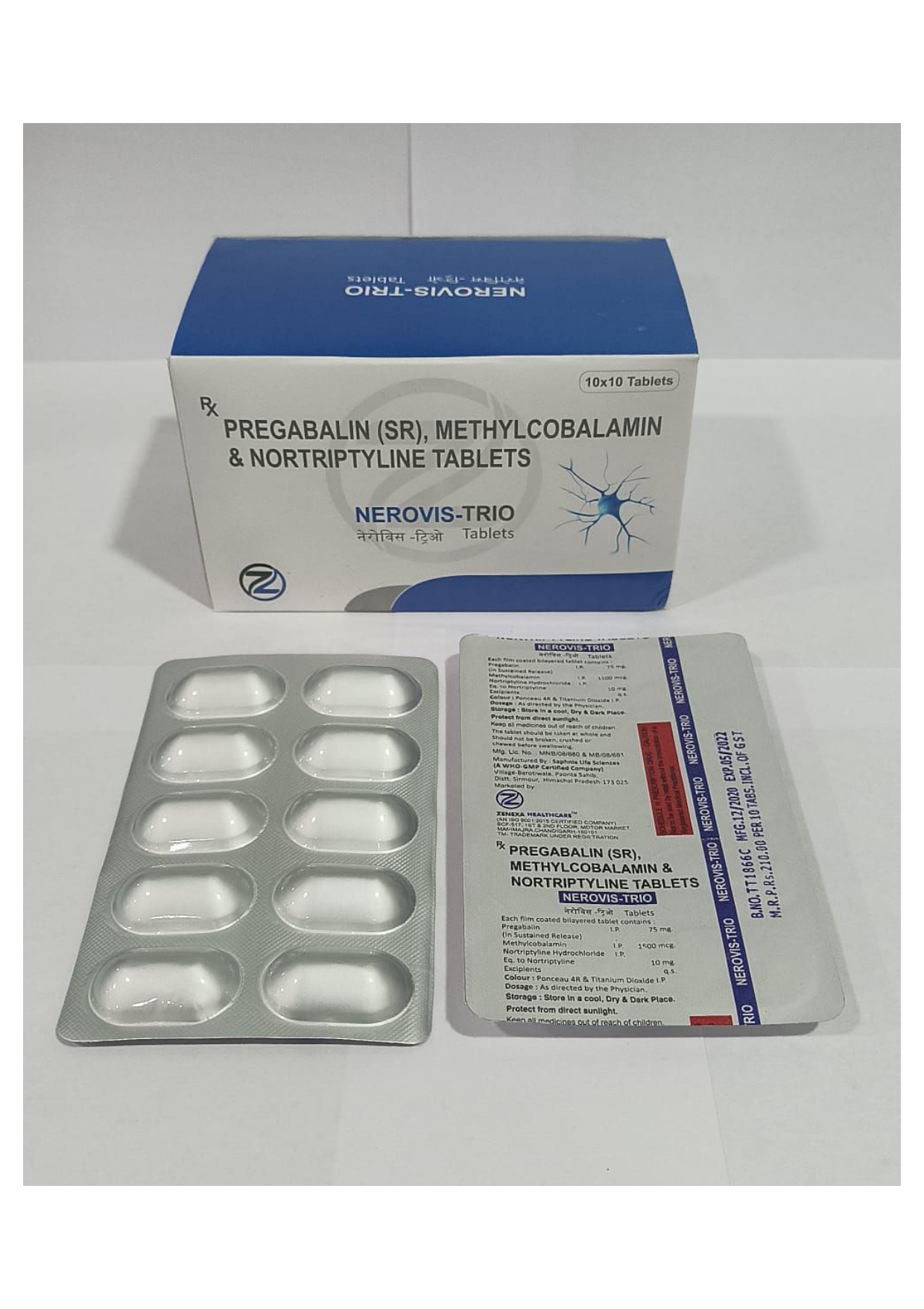 methylcobalamin 1500mcg + pregabalin 75mg + nortriptyline 10mg tablets