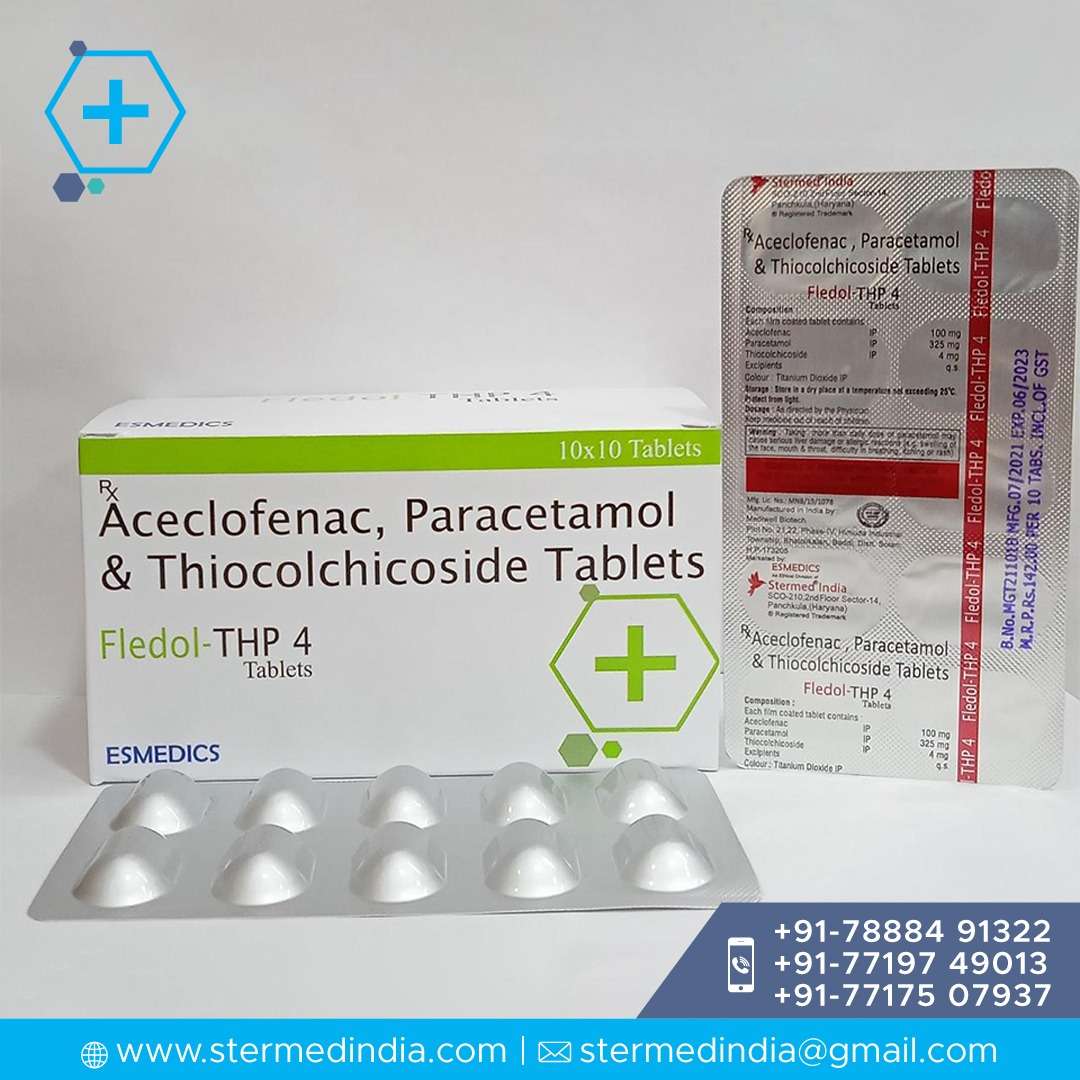 aceclofenac 100mg+ paracetamol 325mg + thiocolchicside 4 mg