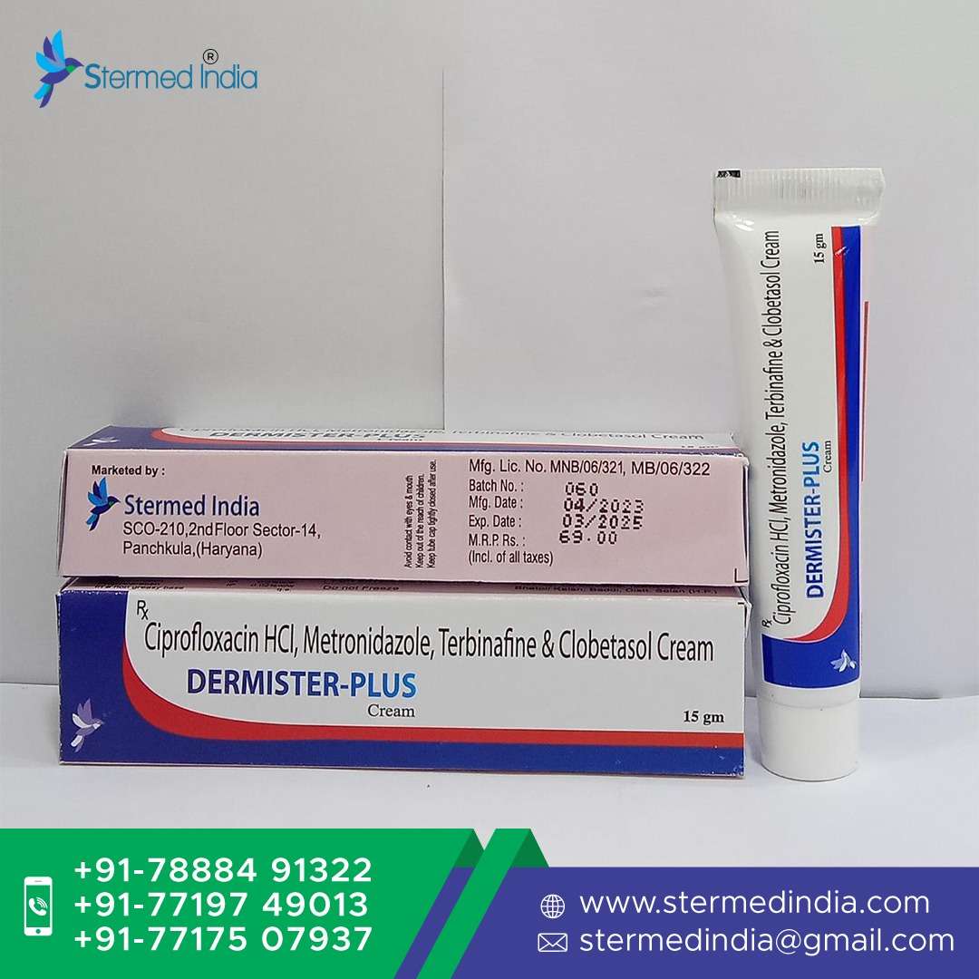 ciprofloxacin + metronidazole + terbinafine + clobetasol propionate cream