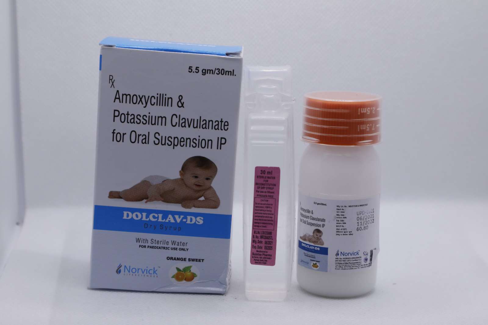 amoxycillin 200 mg + clavulanic potassium 28.5 mg with water