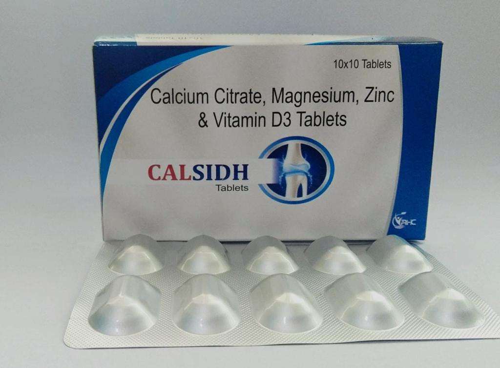 calcium citrate 500mg, magnesium oxide 100mg, zinc sulphate monohydrate 4mg,