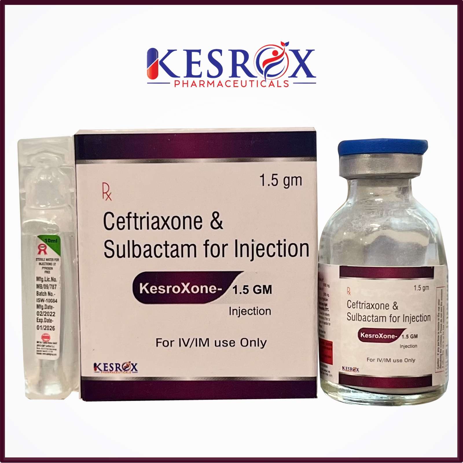 ceftriaxone sodium 1000 mg & sulbactam sodium 500 mg inj