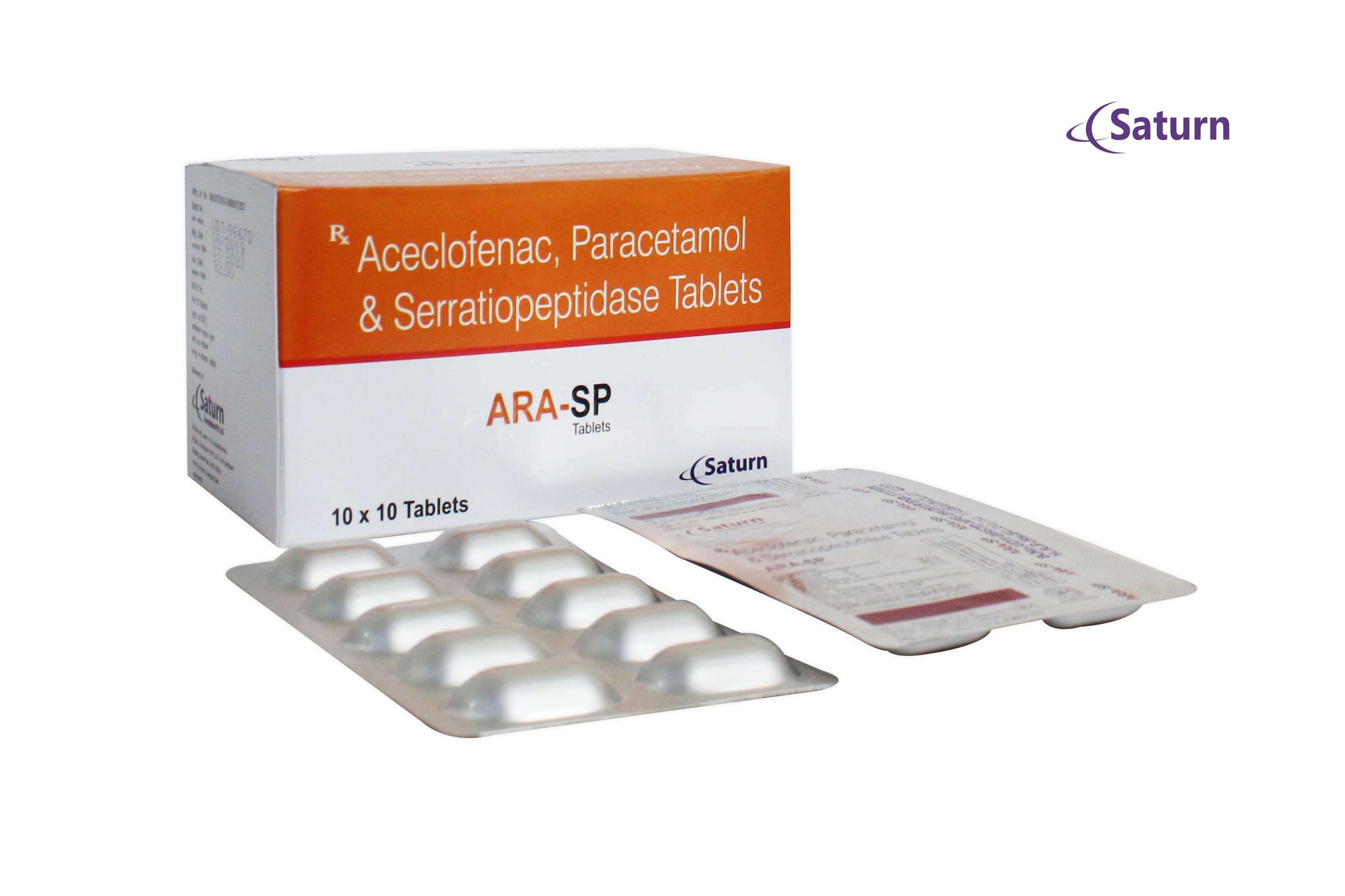 aceclofenac 100mg + paracetamol 325mg + serratiopeptidase 15mg