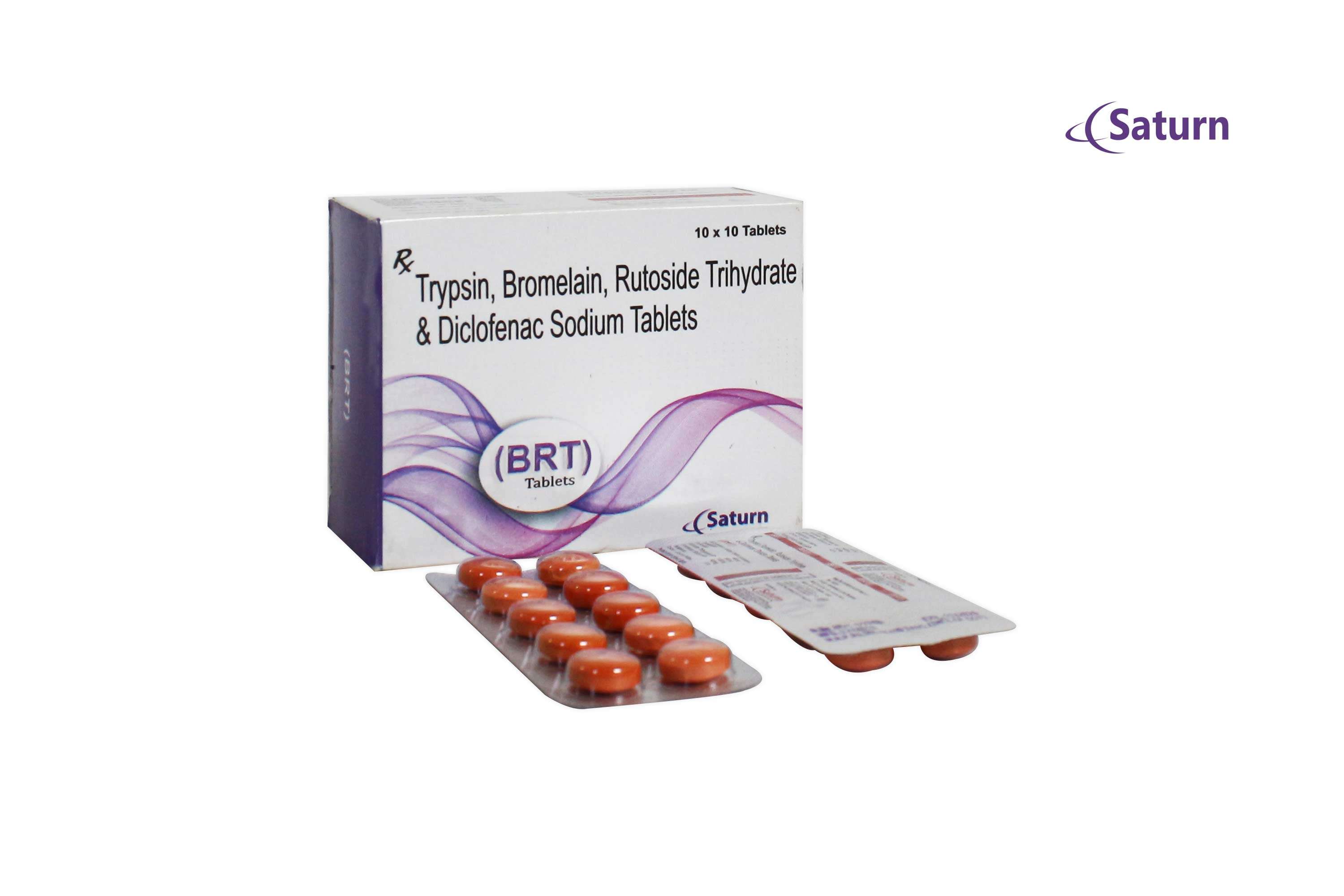 rutoside trihydrate 100mg + tyrpsin 48mg + bromelain 90mg