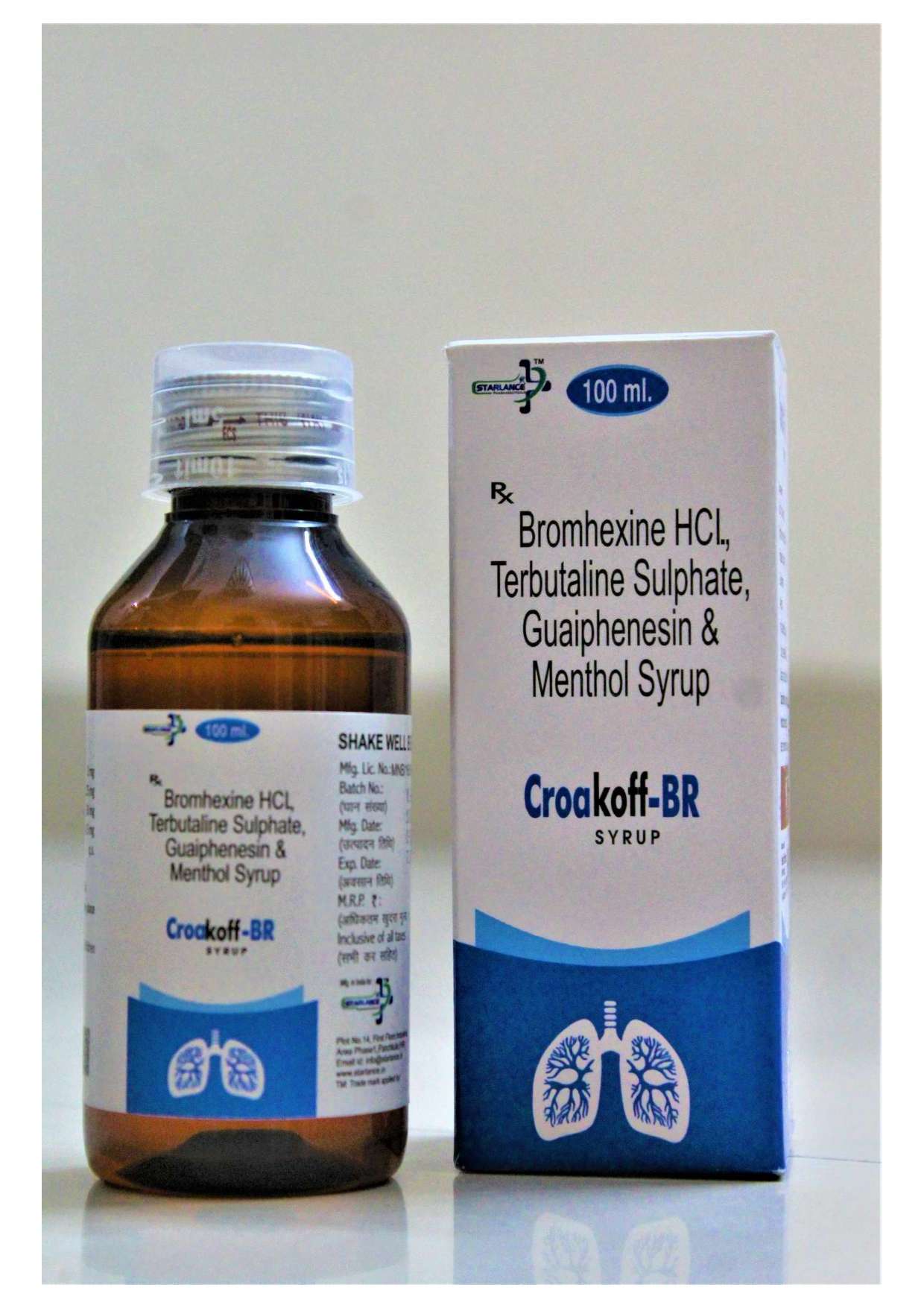 bromhexine i.p. 2 mg + terbutaline i.p. 1.25 mg +
guaiphenesin i.p. 50 mg & menthol 0.5 mg