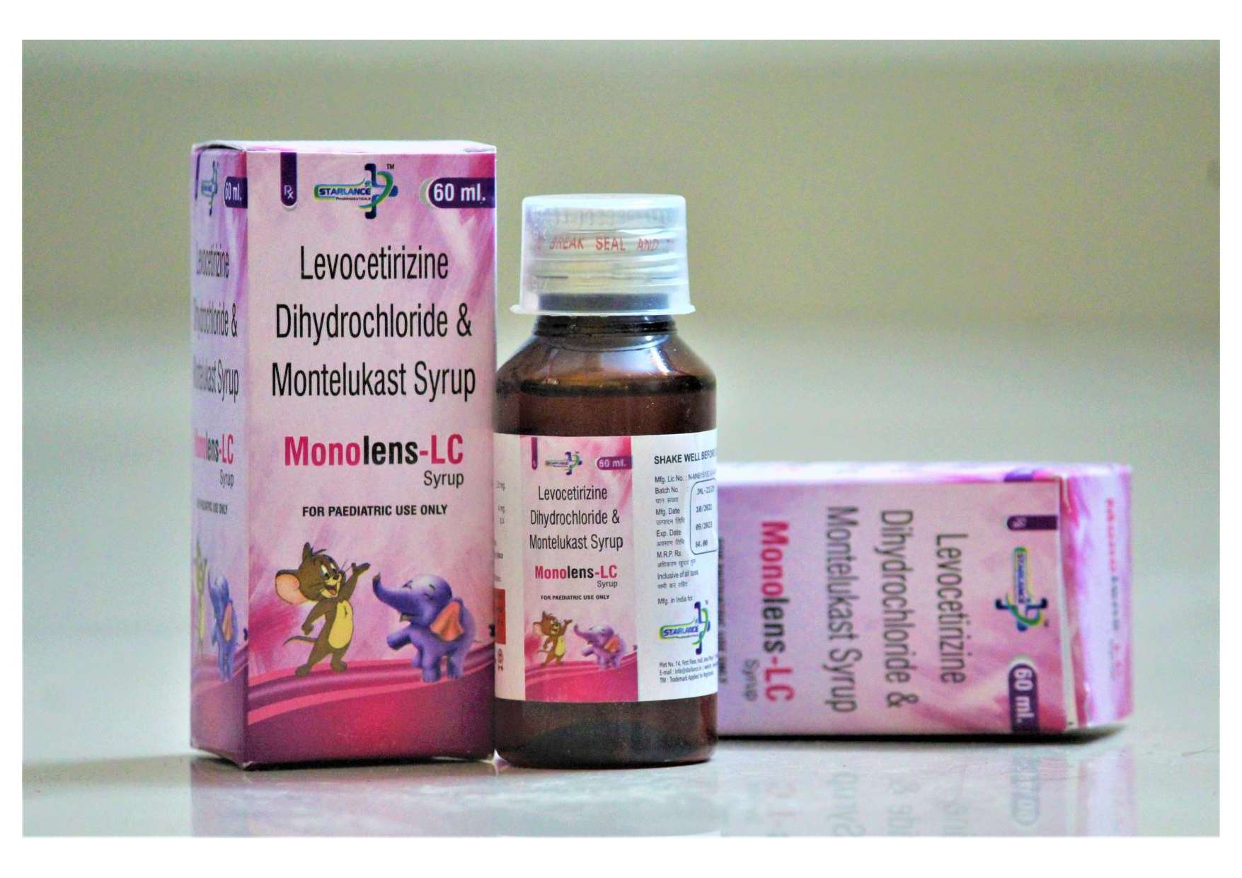 levocetirizine dihydrochloride i.p. 2.5 mg +
montelukast sodium i.p. 4 mg (susp.)