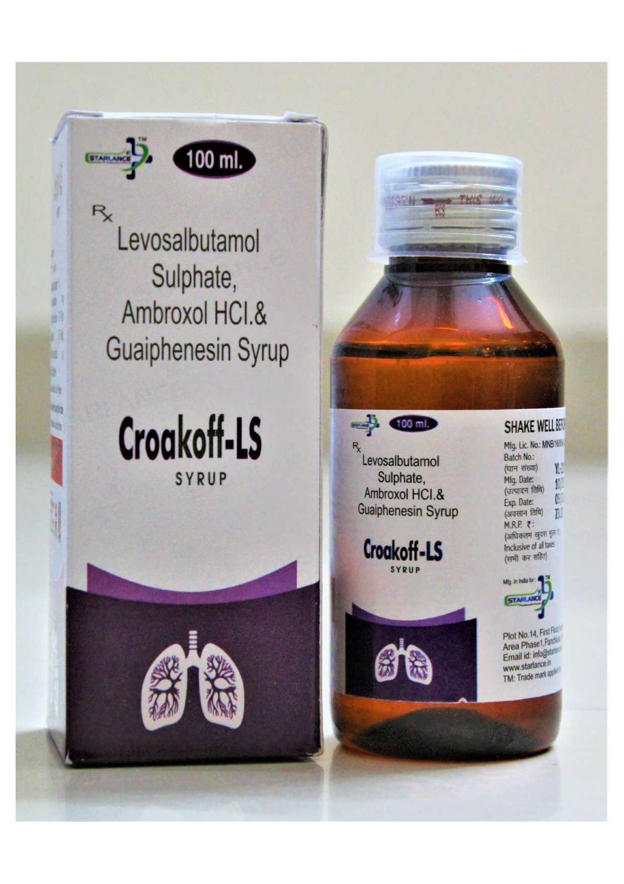 levosalbutamol i.p. 1 mg + ambroxol i.p. 30 mg +
guaiphenesin i.p. 50 mg