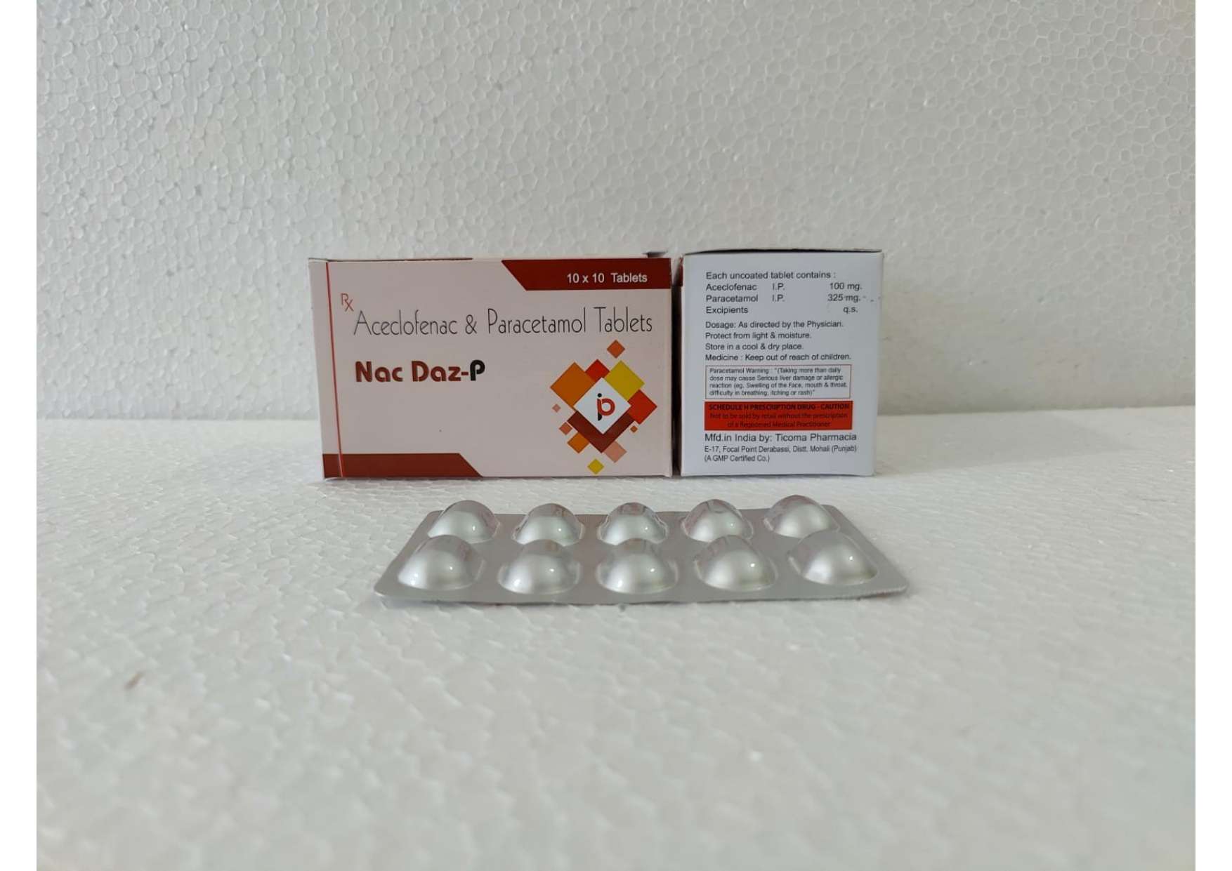 aceclofenac
100mg+paracetamol
325 mg