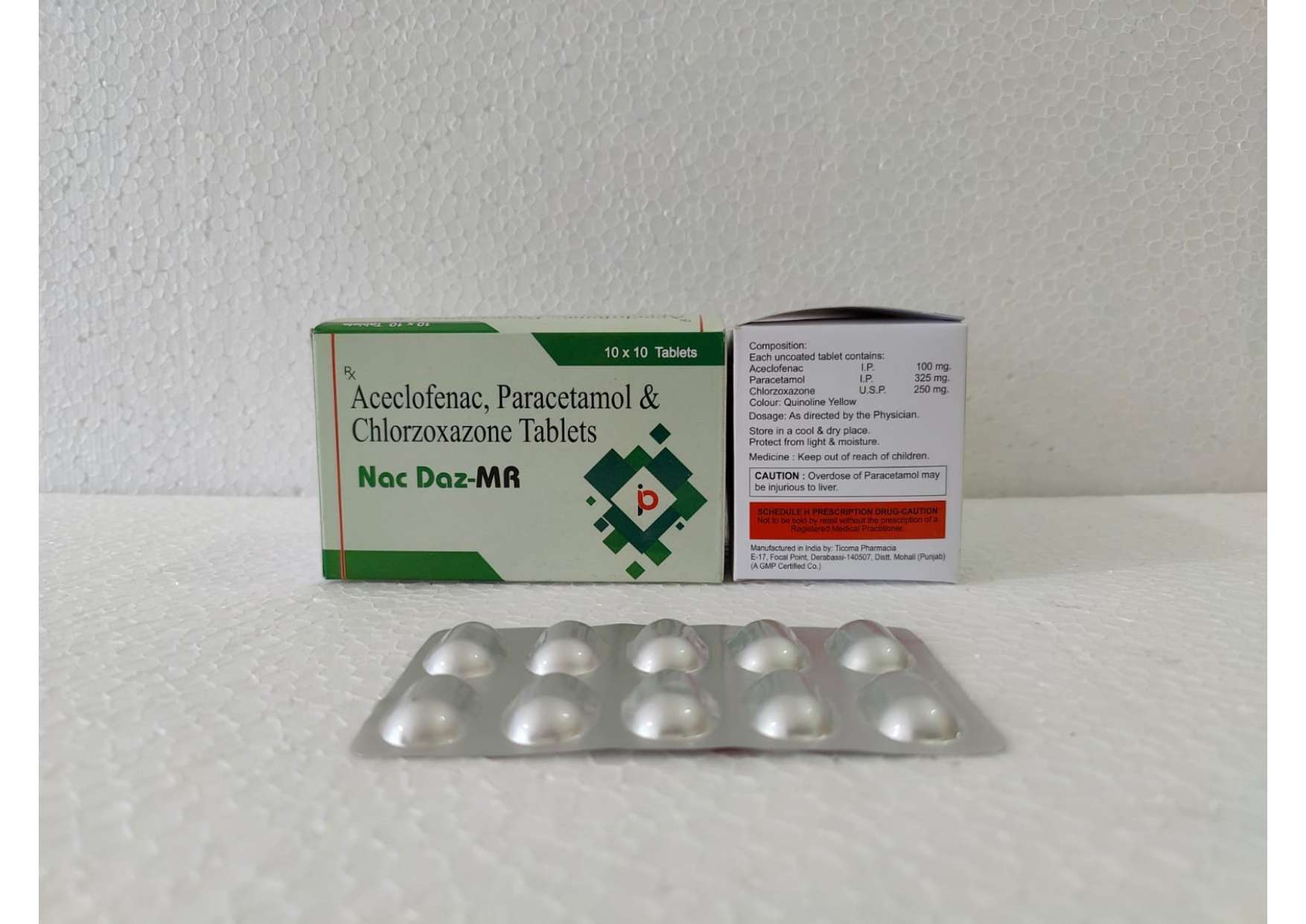 aceclofenac 100mg+paracetamol
325
mg+chlorzoxazone
250 mg