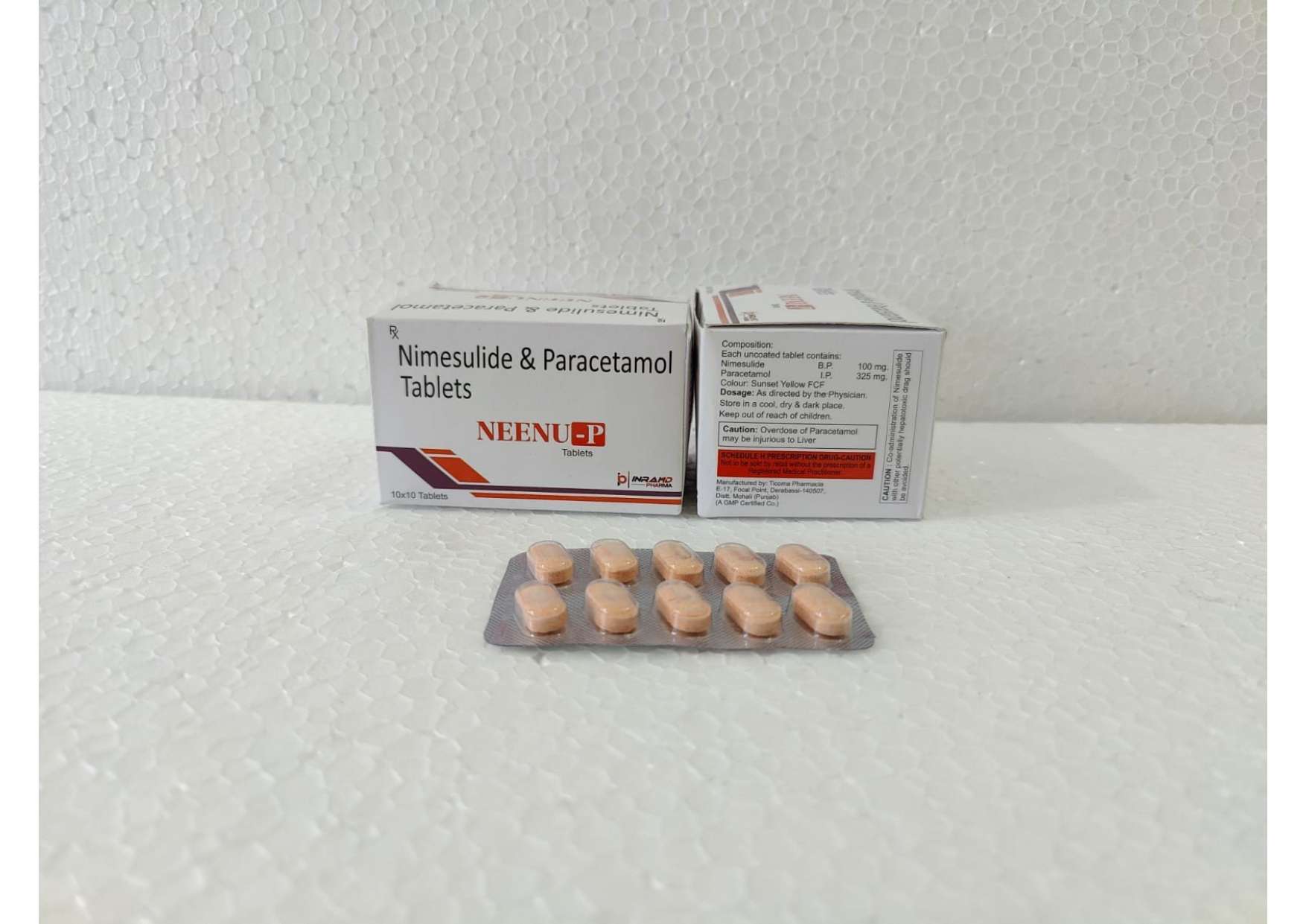 nimesulide 100 mg+paracetamol 325 mg dt