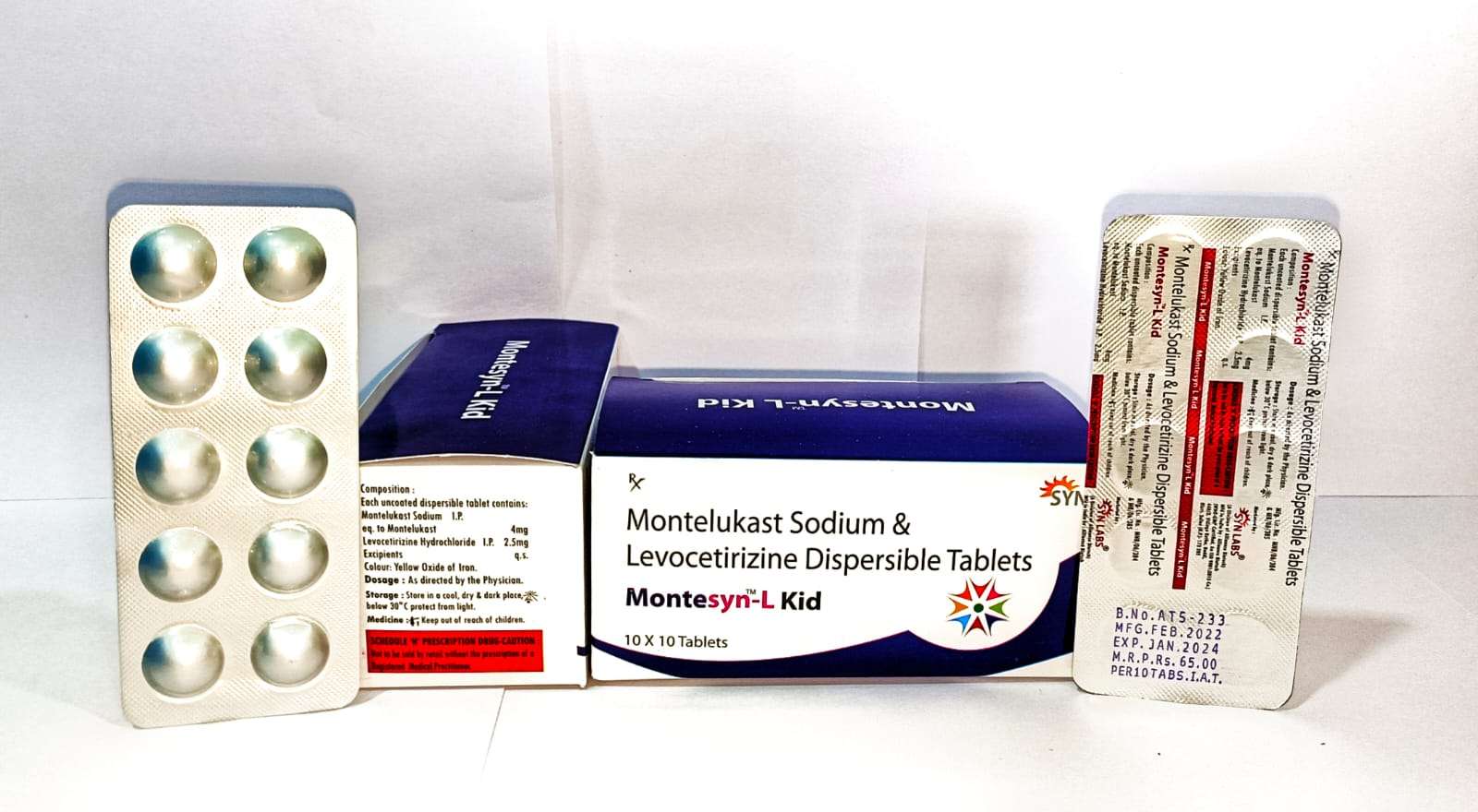 montilukast 4mg + levocetrizine di-hcl. 2.5mg